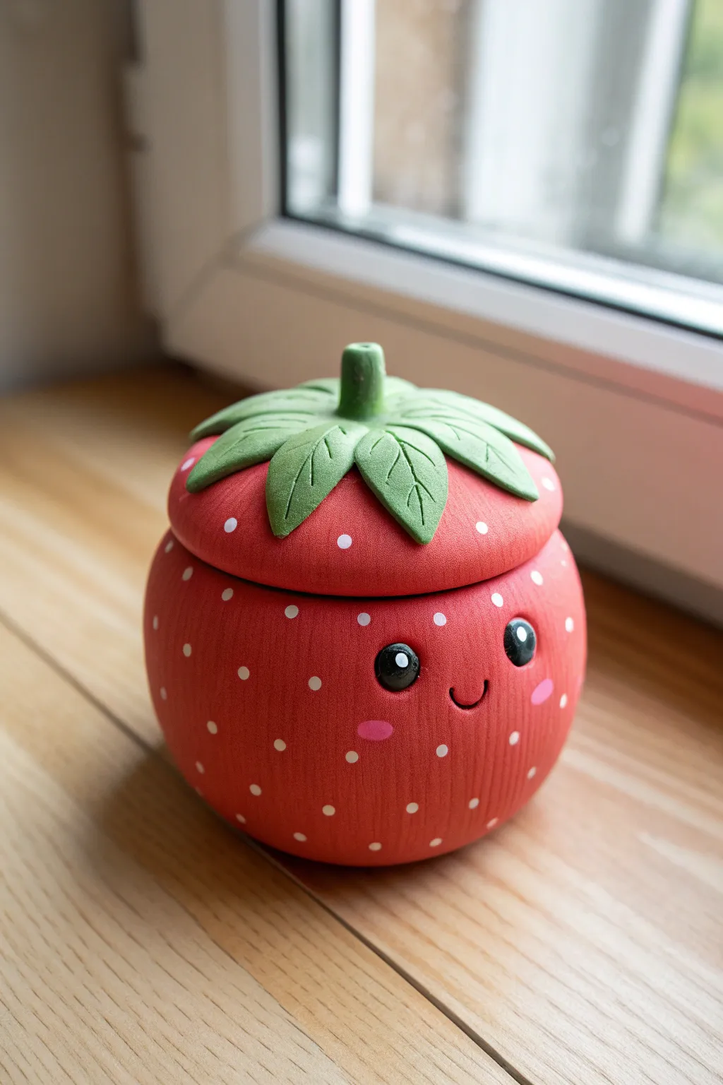 Sweet strawberry trinket box with a surprise lid, simple, cute, and easy to make.