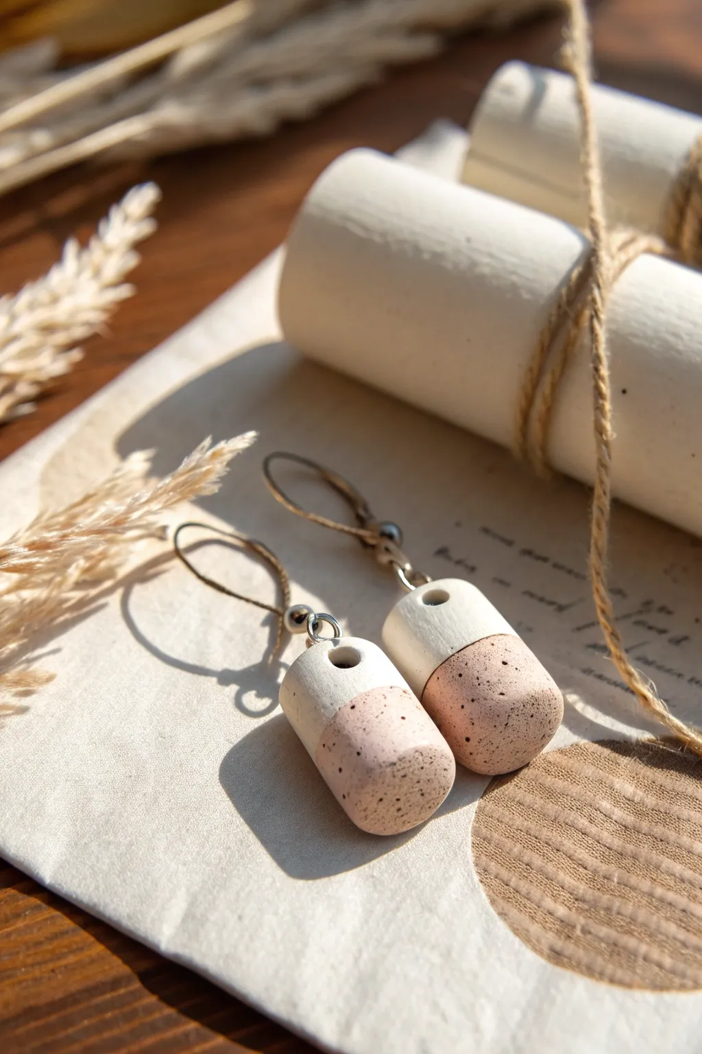 Matching mini clay capsule charms, one slightly open with a blank secret note for date night vibes