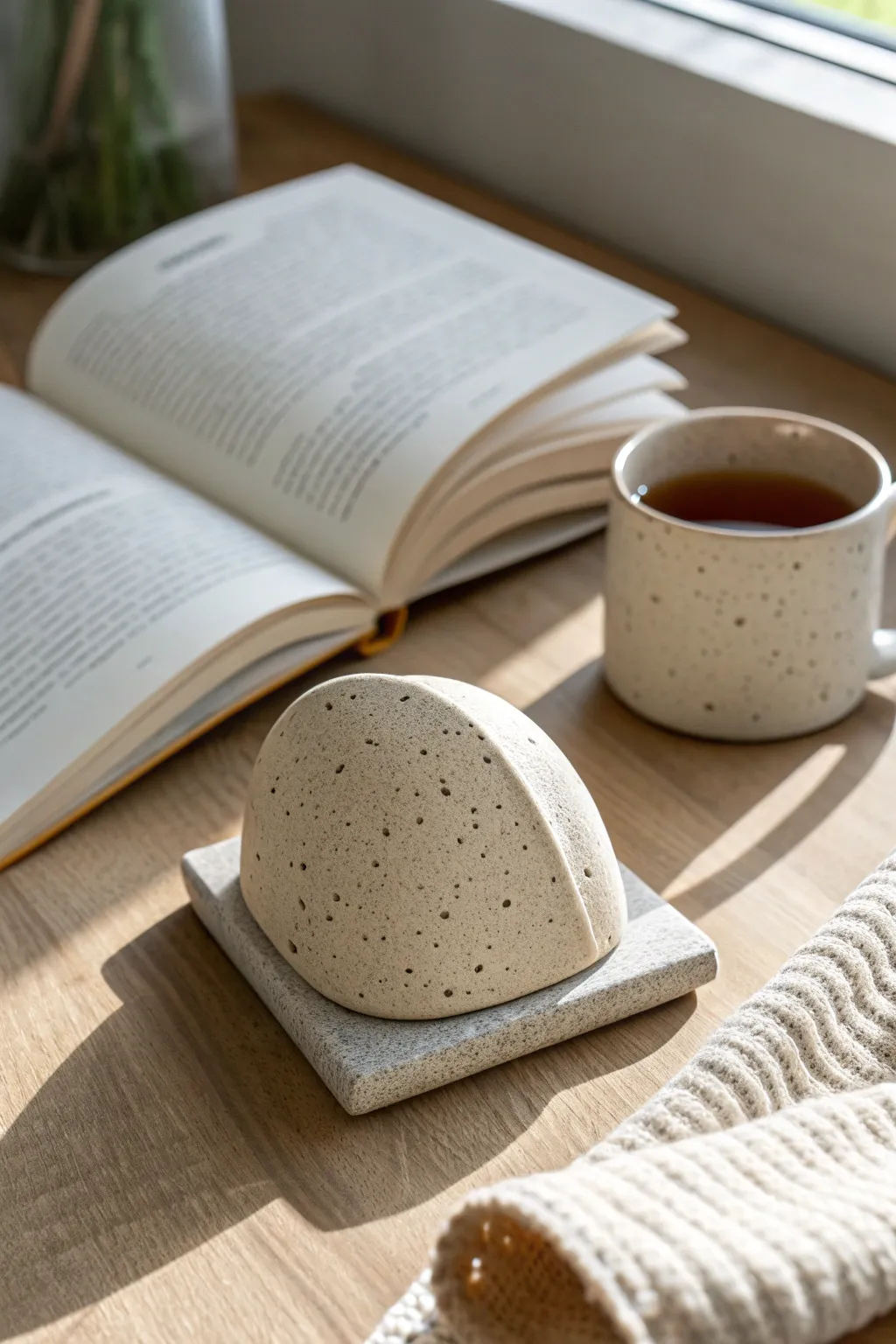 A handmade clay thumb stone page holder, the sweetest cozy gift idea for book lovers.