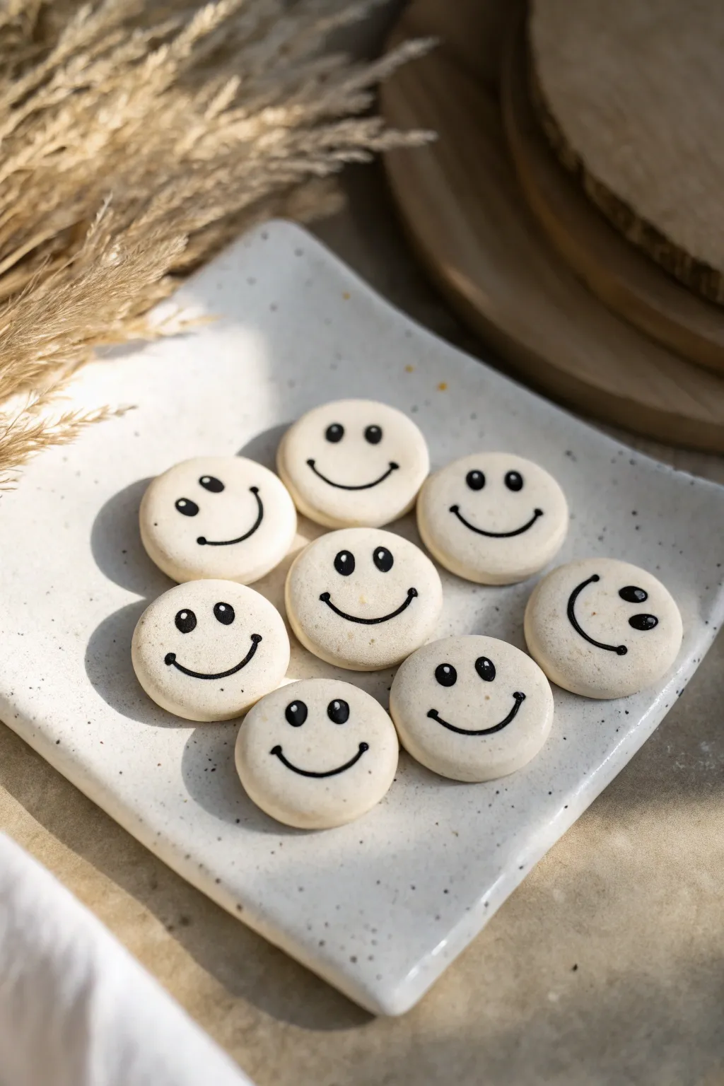 Easy air-dry clay smiley magnets in minimalist black and white, perfect for beginners