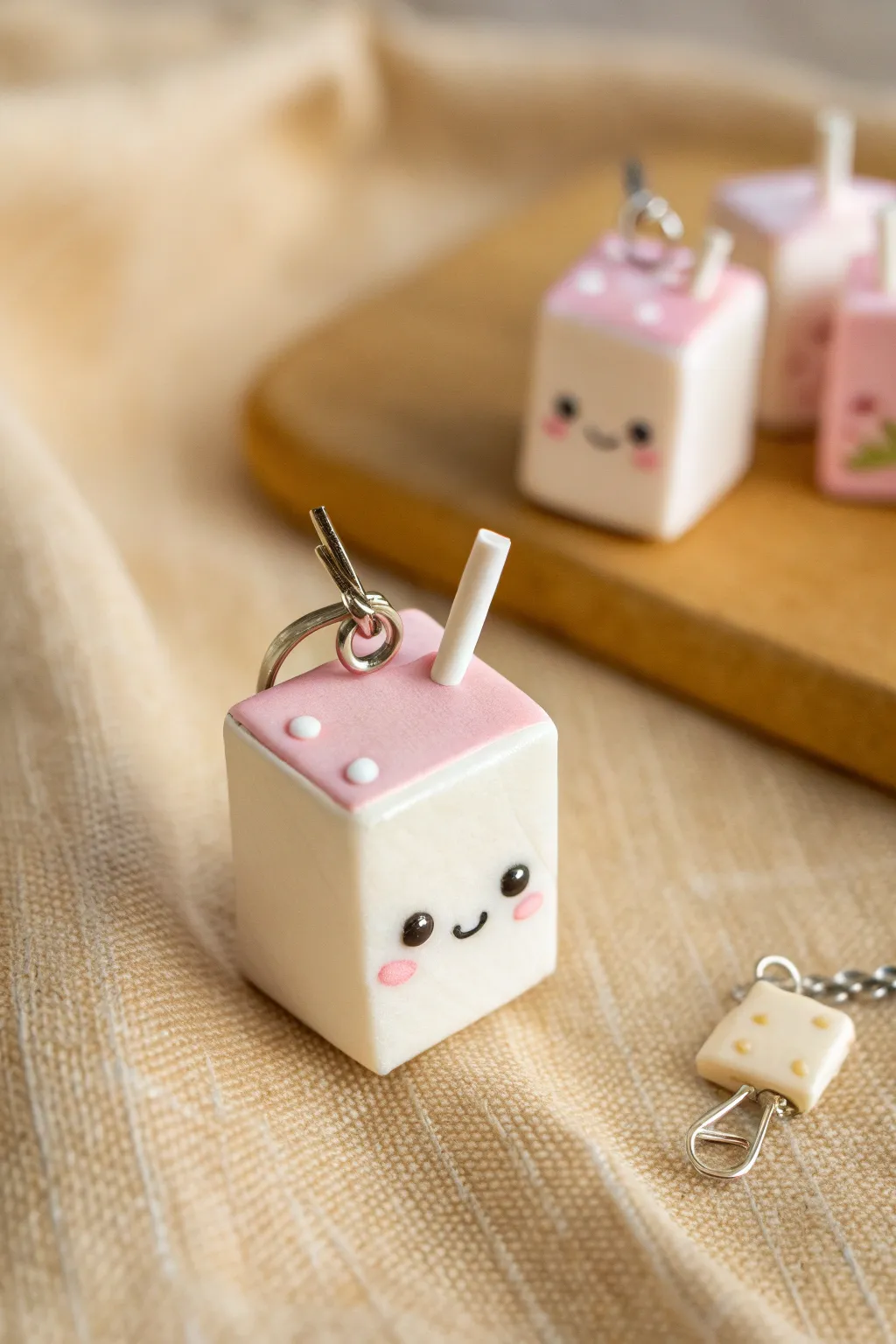Make this tiny kawaii drink carton charm with a sweet face and simple straw detail
