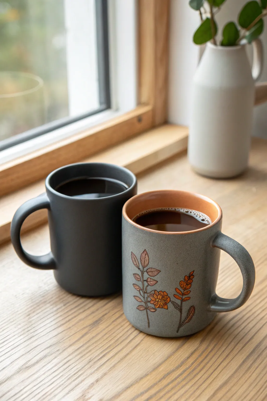 Heat magic for your handmade mug: a hidden bright picture appears when filled with hot tea.