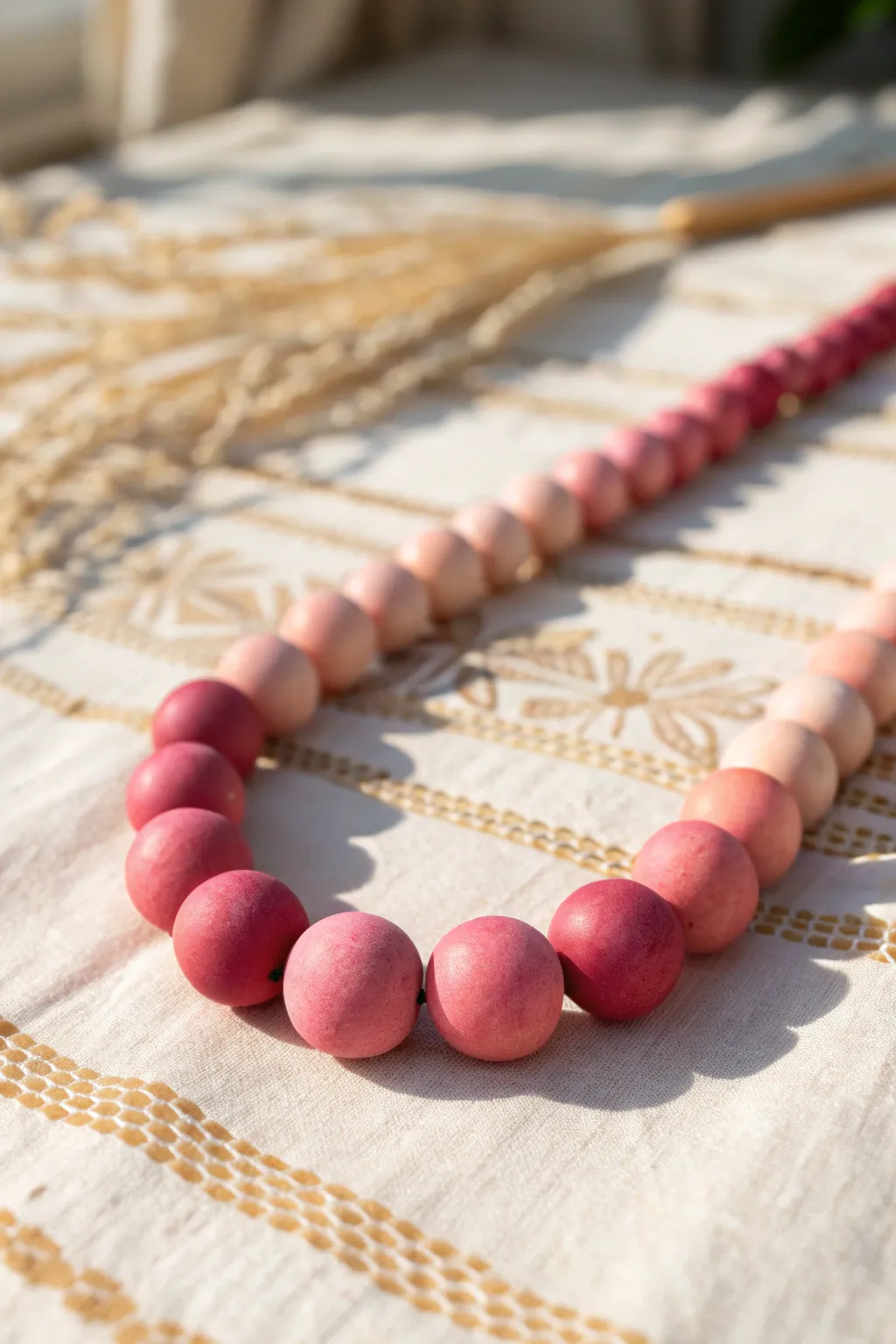 Soft blush-to-rose ombré clay beads in a clean minimalist line, simple and satisfying