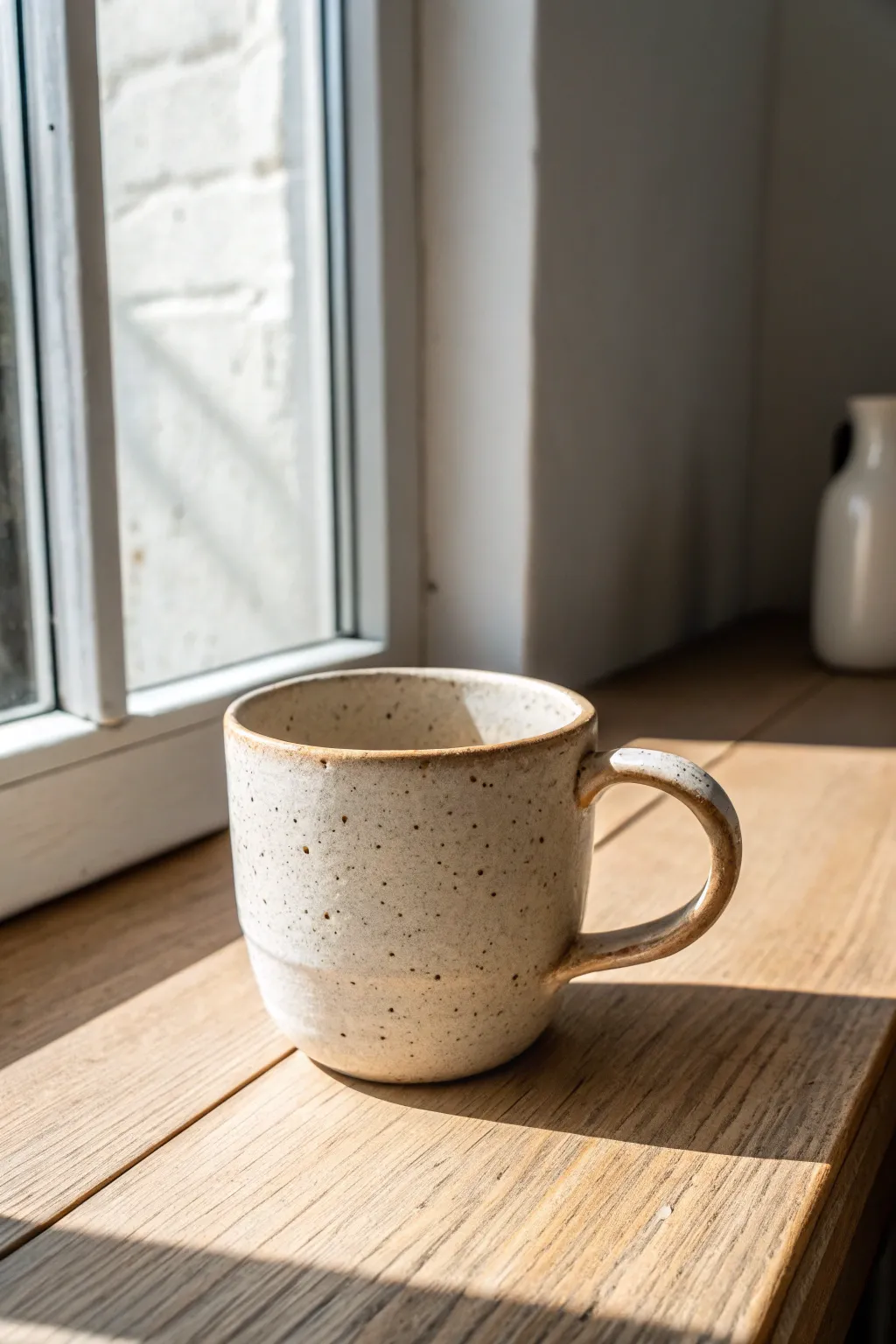 Tiny tumbler with a sweet side-pull mini handle, minimalist glaze and cozy boho warmth.