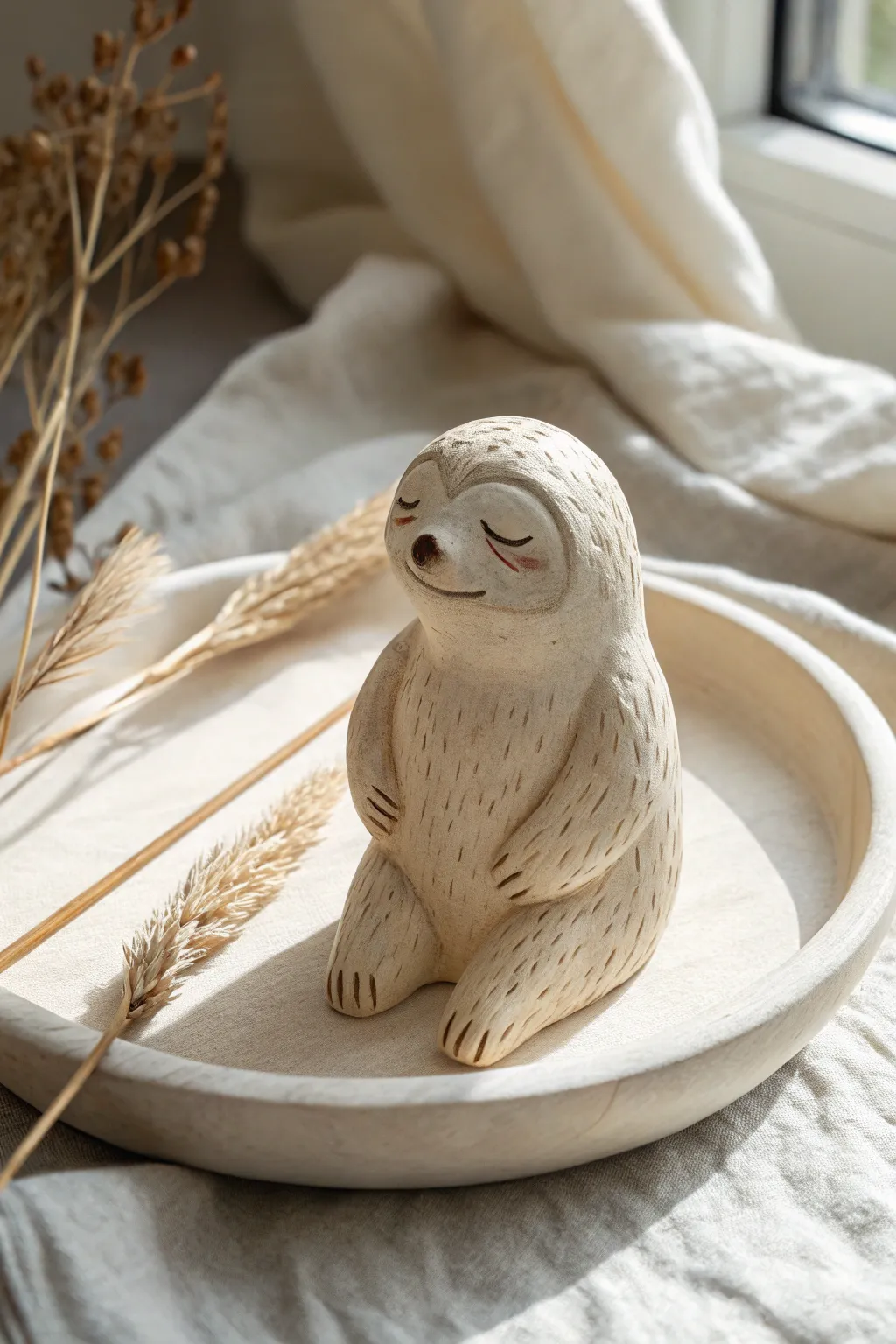 See how tiny fur marks transform a simple clay sloth compared to a smooth matte finish.