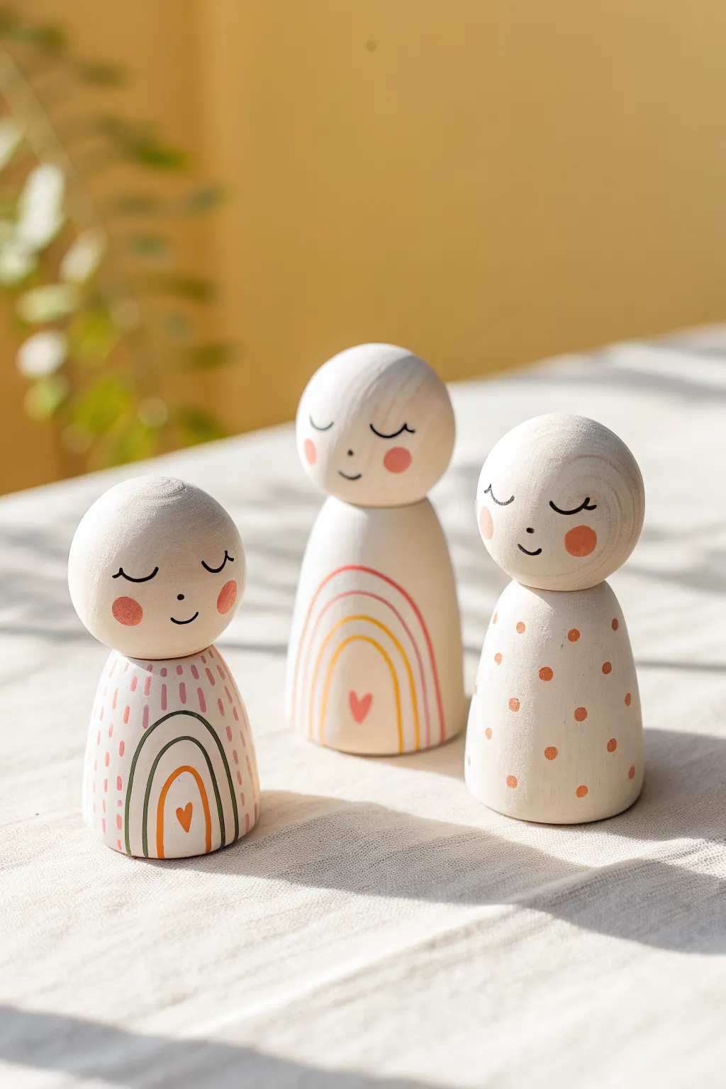 Beginner-friendly air dry clay figures made charming with paint-first patterns and rosy cheeks.
