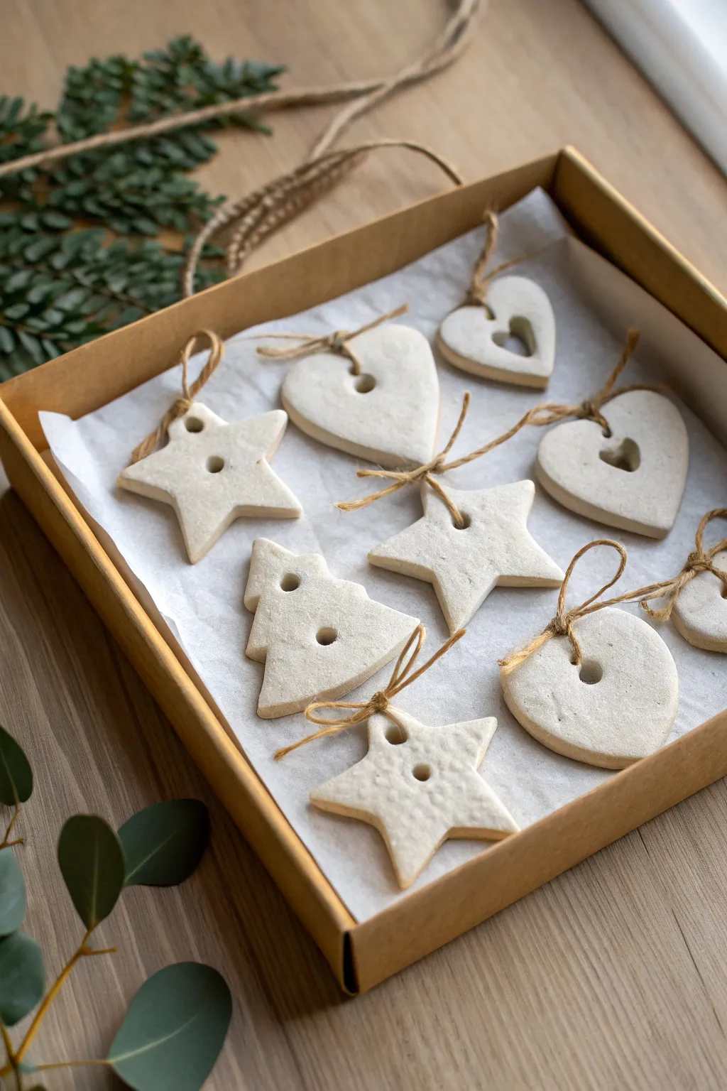 Seasonal air-dry clay ornament set in a gift box, perfect for collectors and gifting.