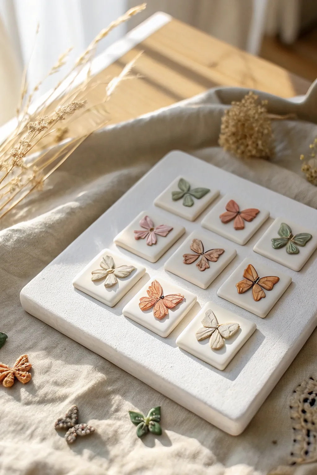 Tiny butterfly cane slices turn simple studs into sweet, minimalist clay accents.