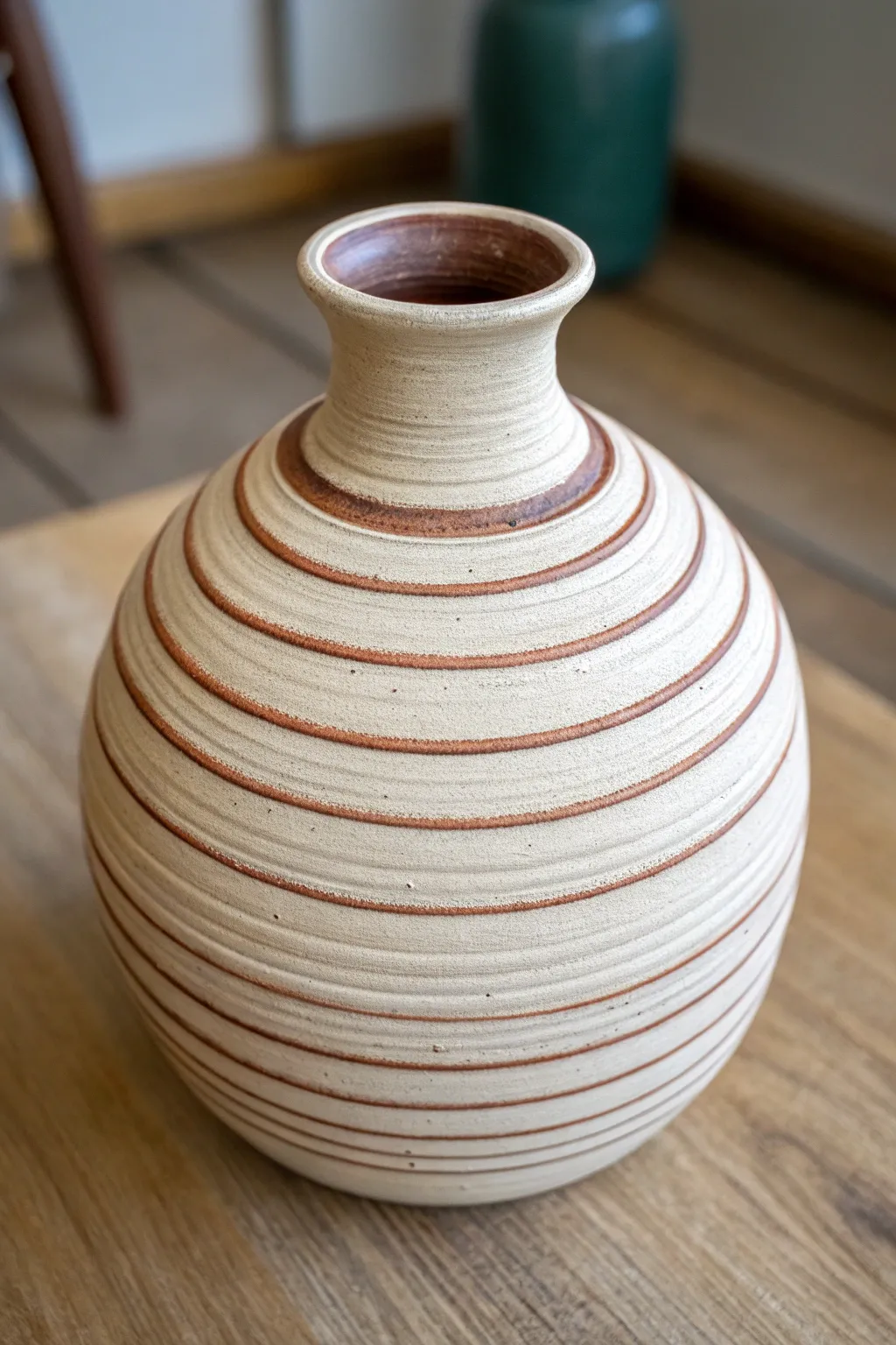 Beginner-friendly two-tone coil vase with bold stripes and a clean, minimalist silhouette