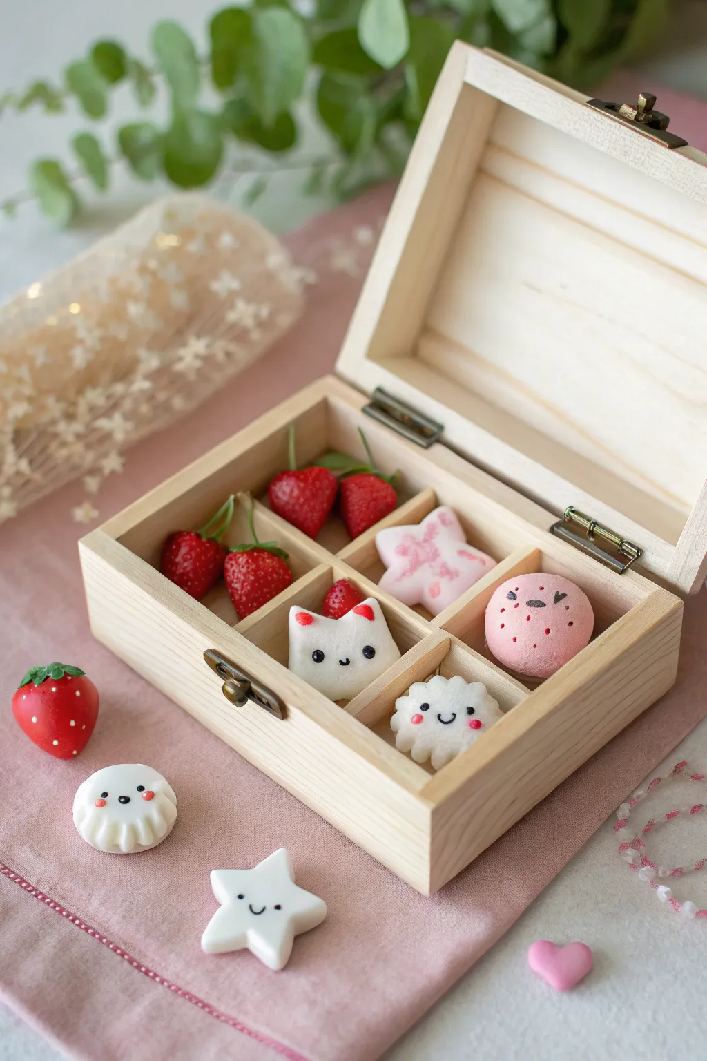 Mini kawaii box set of pastel clay charms, neatly arranged for a sweet collect-them-all vibe
