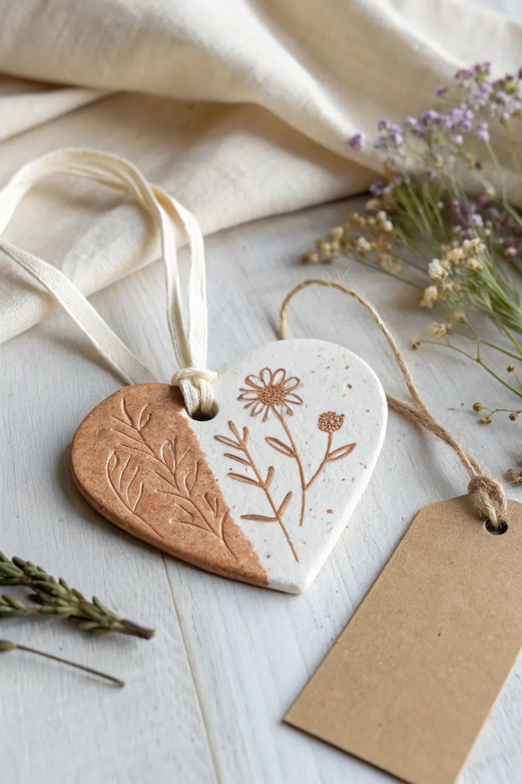 Handmade clay diffuser charm with ribbon, a simple Mothers Day gift for her calm, cozy space