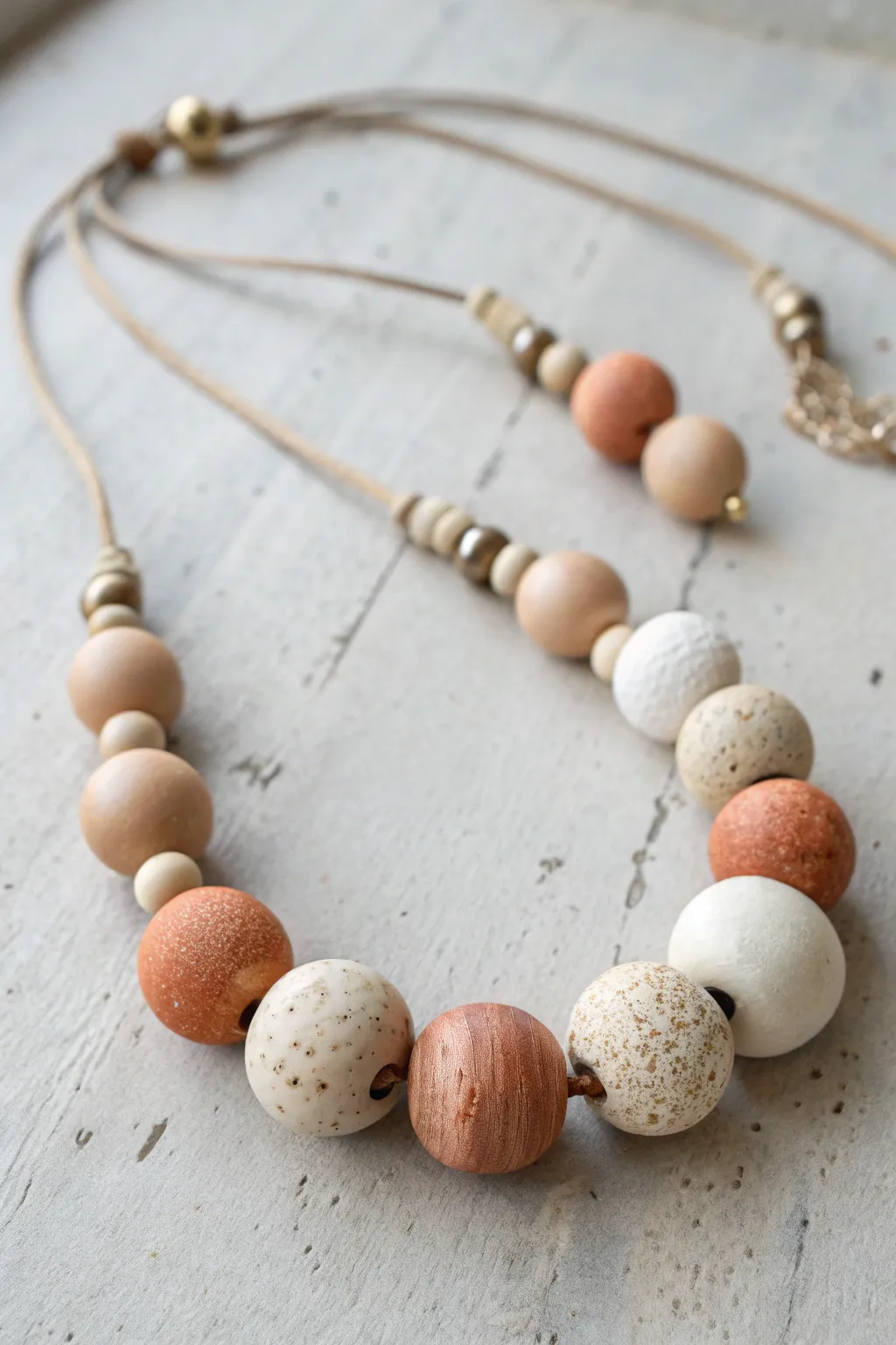 Oversized hollow polymer clay beads with a foil core for a lightweight, modern statement necklace