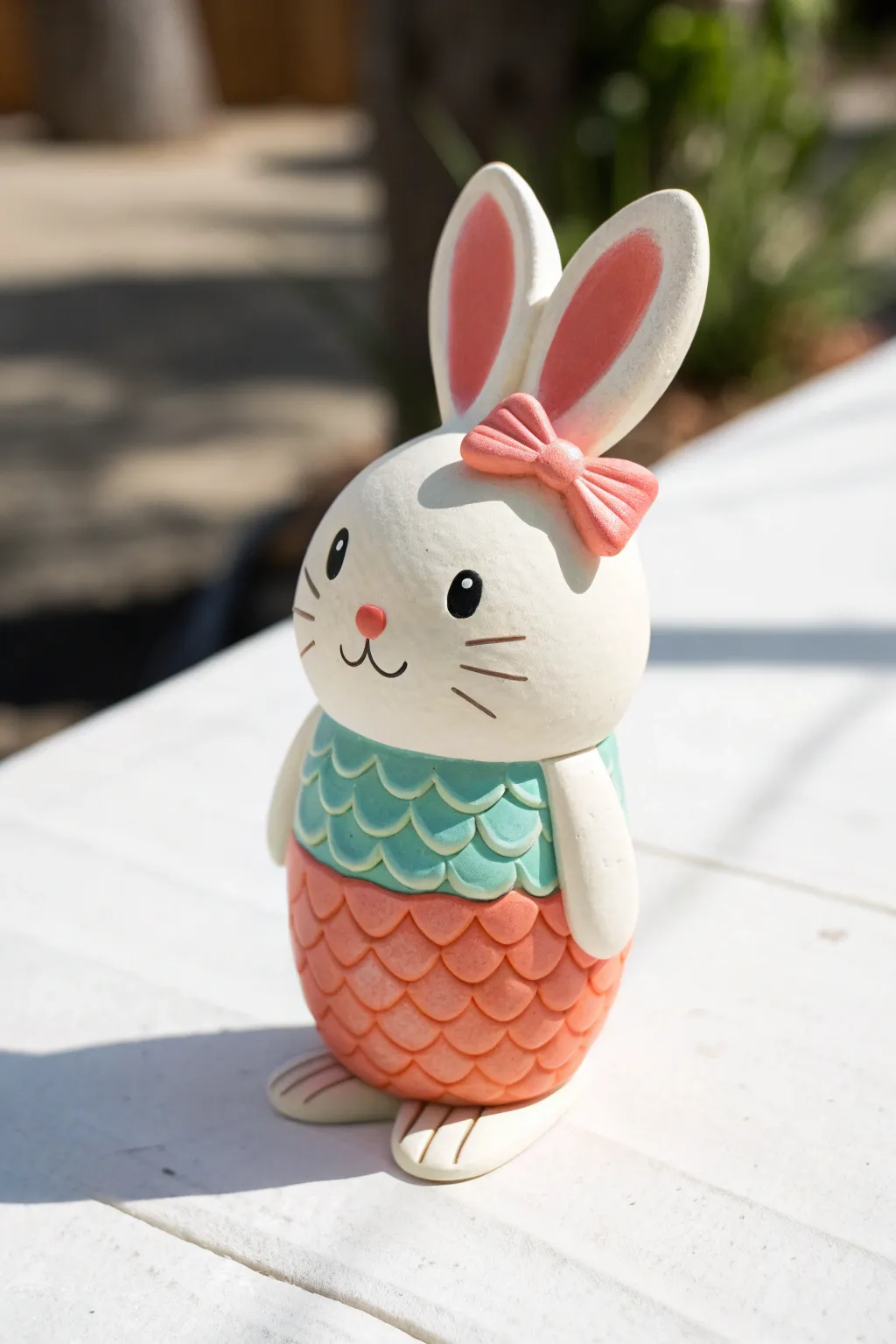 Whimsical bunny-fish clay hybrid with bold color pop, minimalist styling, and beginner-friendly shapes