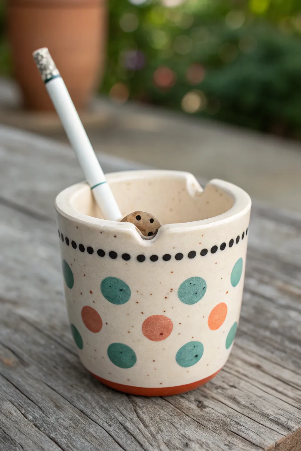 Sweet boba cup ashtray with straw rest, bold glaze, and minimalist boho charm for cozy counters.