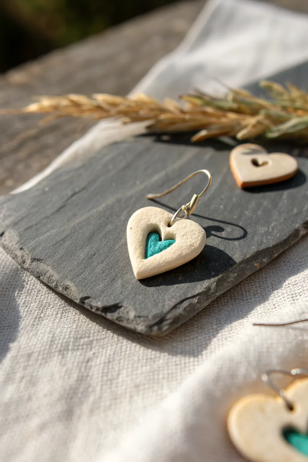 Neutral outline earring with hidden glow grooves, minimalist boho charm that shines at night