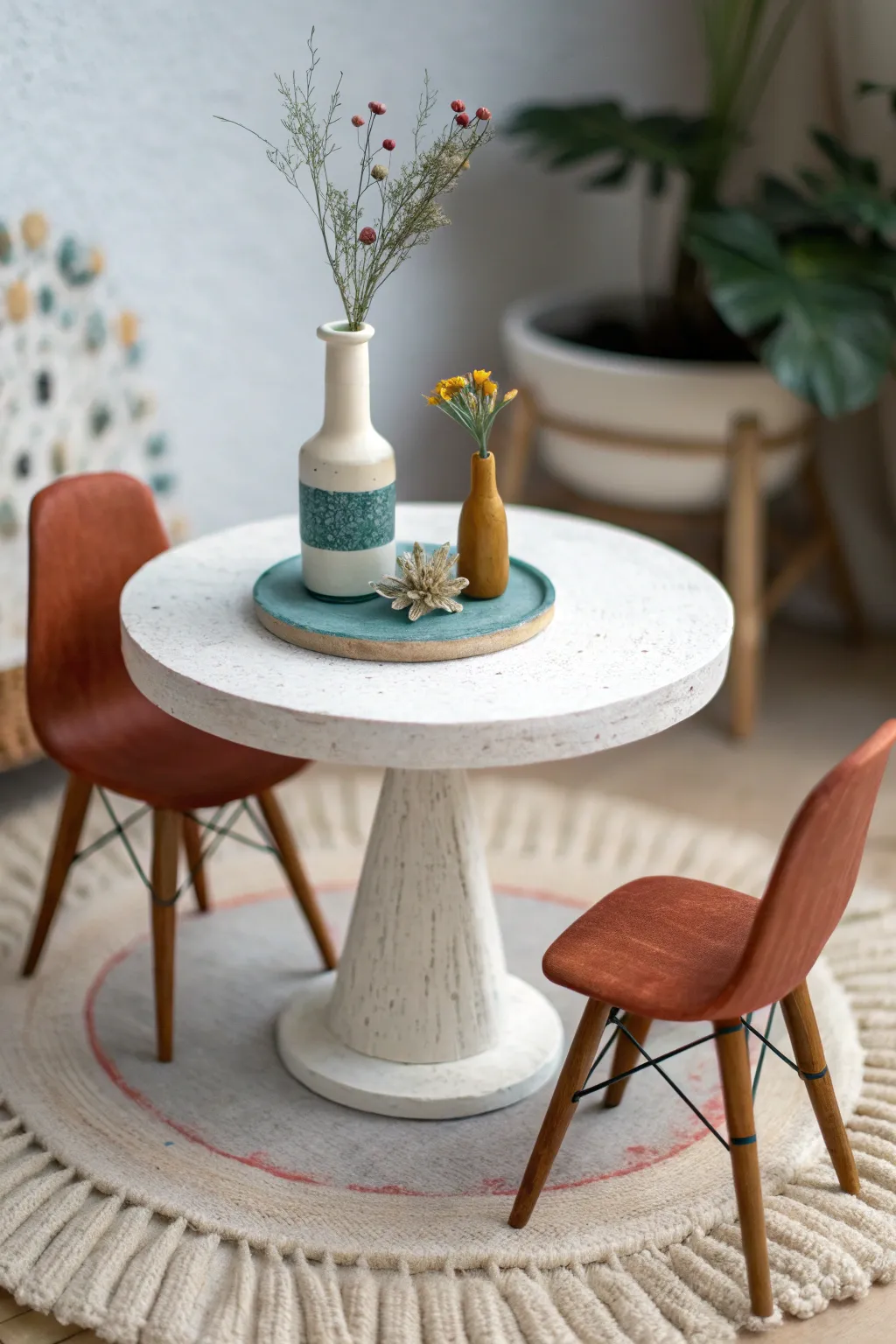 Mini clay date-night table scene: simple, sweet, and beginner friendly centerpiece decor.