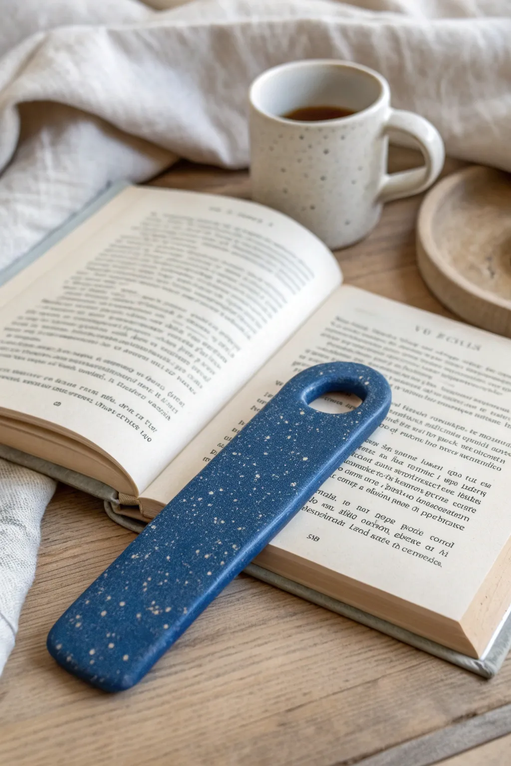 A minimalist air dry clay page opener adds handmade calm and color to your cozy reading nook.