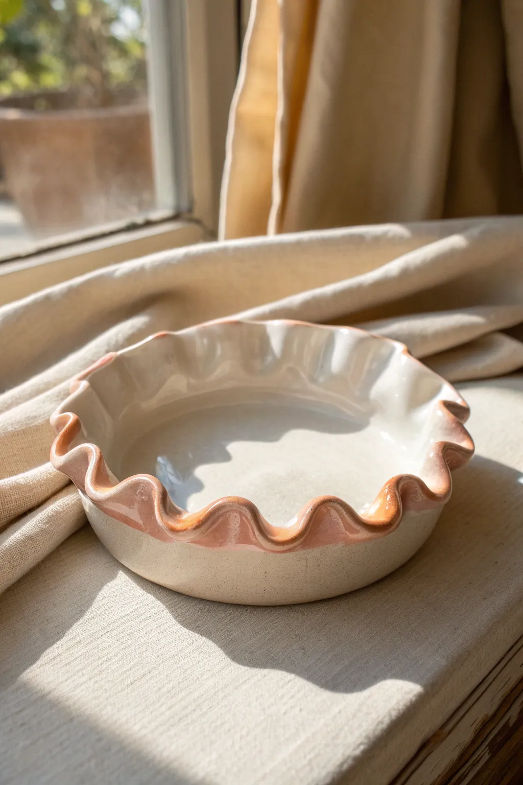 Wavy organic air dry clay ashtray with a glossy finish for a calm minimalist boho vibe.
