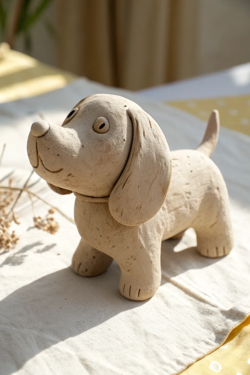 Easy floppy-eared clay puppy with simple shapes for a cute beginner-friendly model