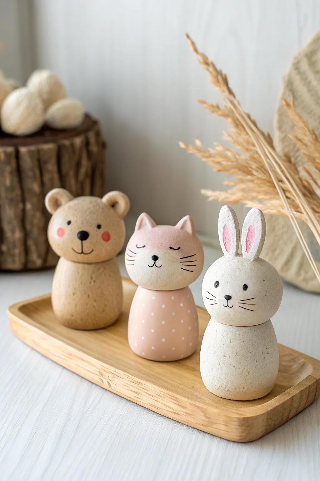 Beginner-friendly chibi animal trio from simple shapes, minimalist and irresistibly cute