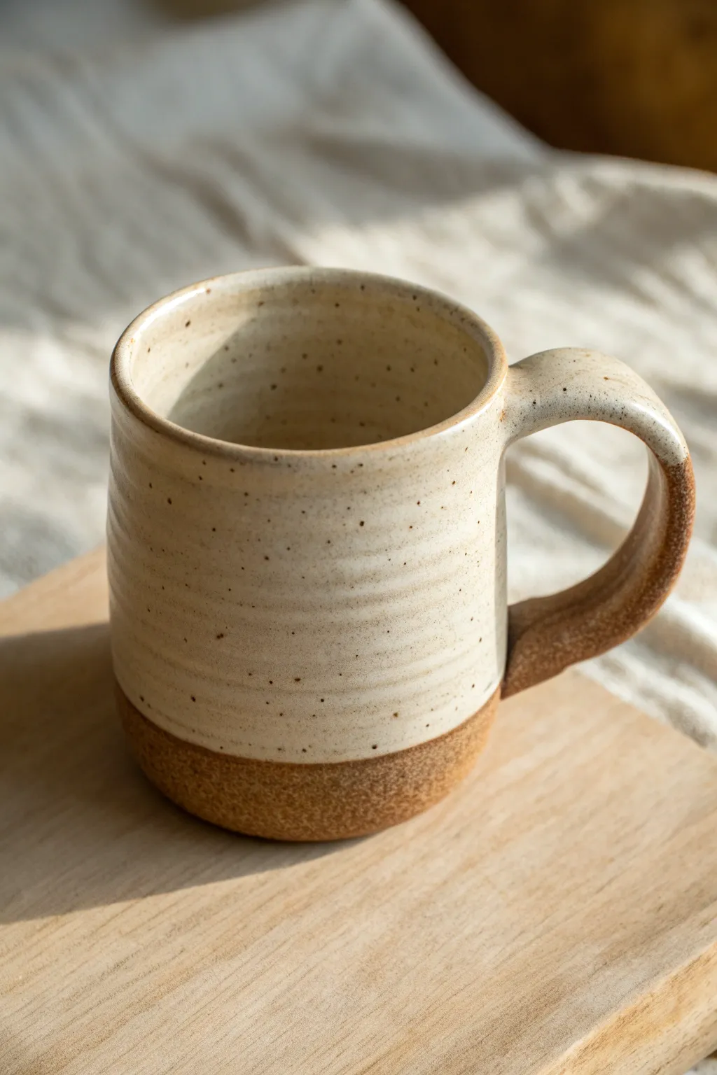Crisp extruded D-handle mug with clean lines, sturdy grip, and minimalist handmade charm.