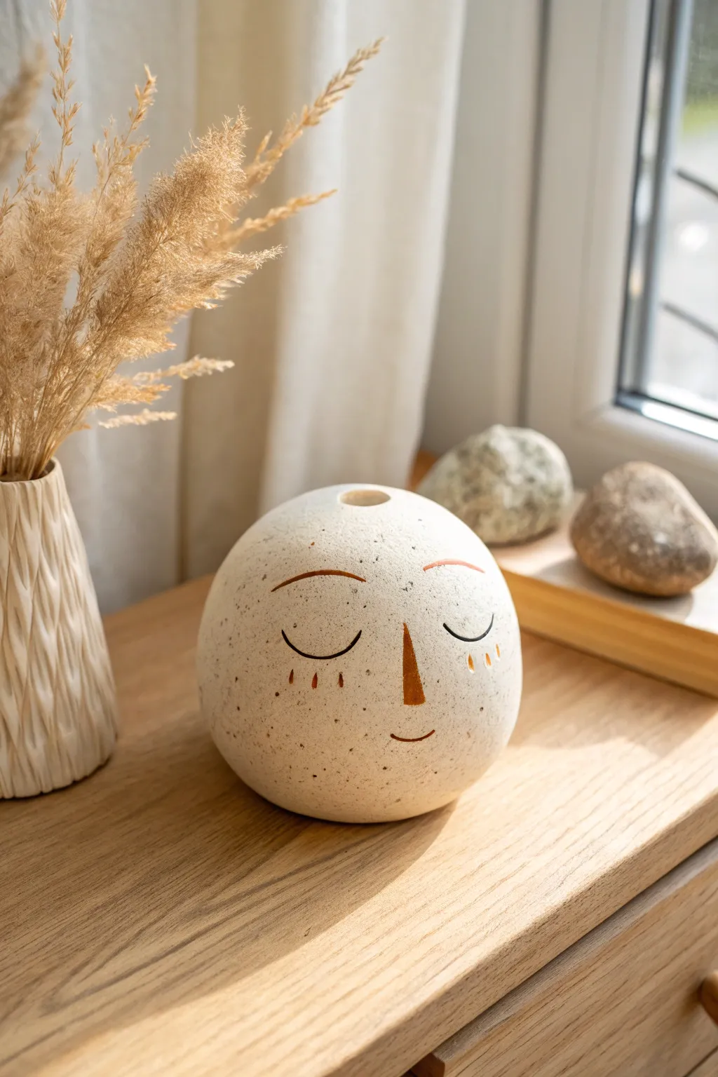 A simple clay head with swap-in mouths and brows for easy stop motion emotions