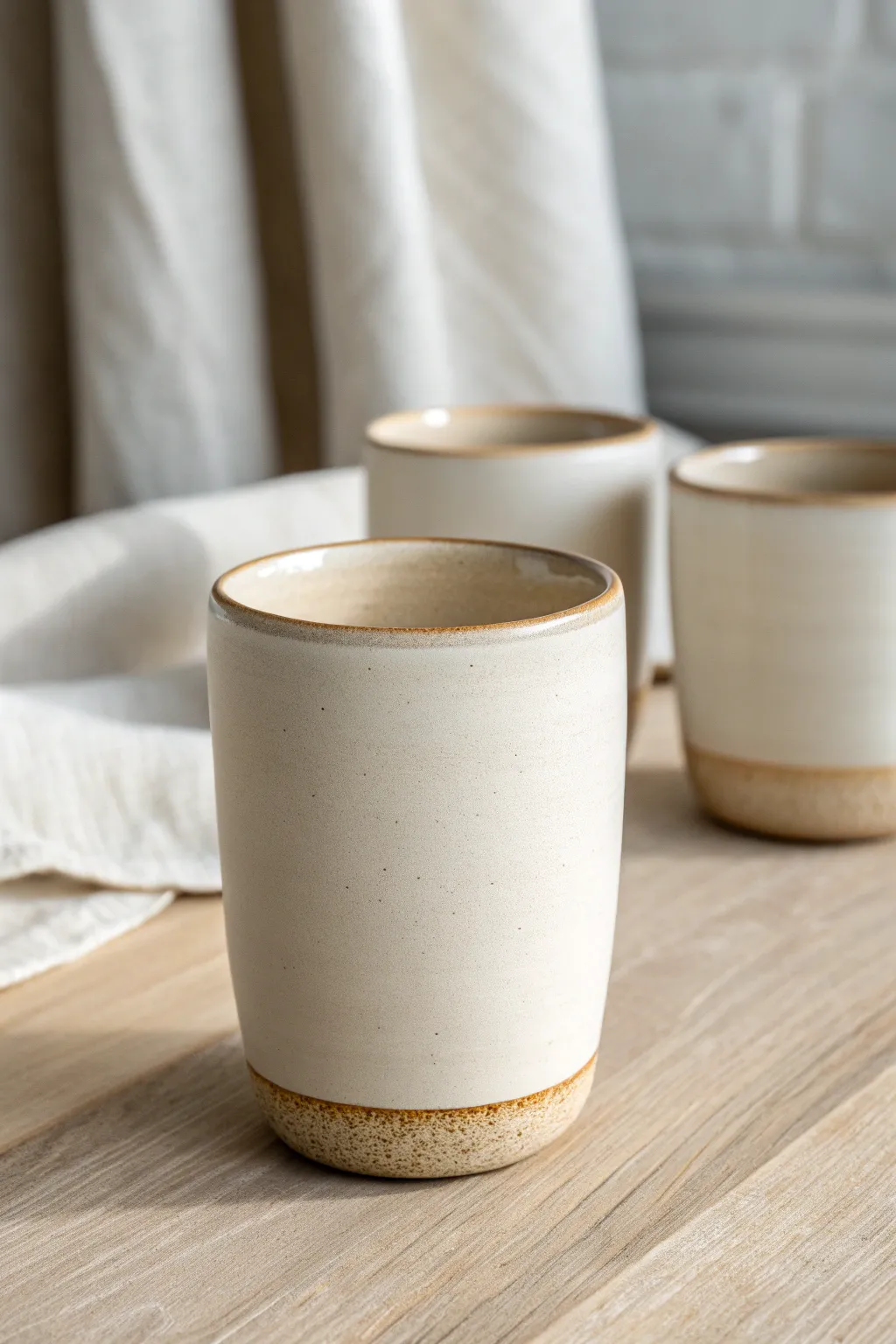 Wheel-thrown tumbler inspiration: straight or gently tapered shapes with a soft satin glaze