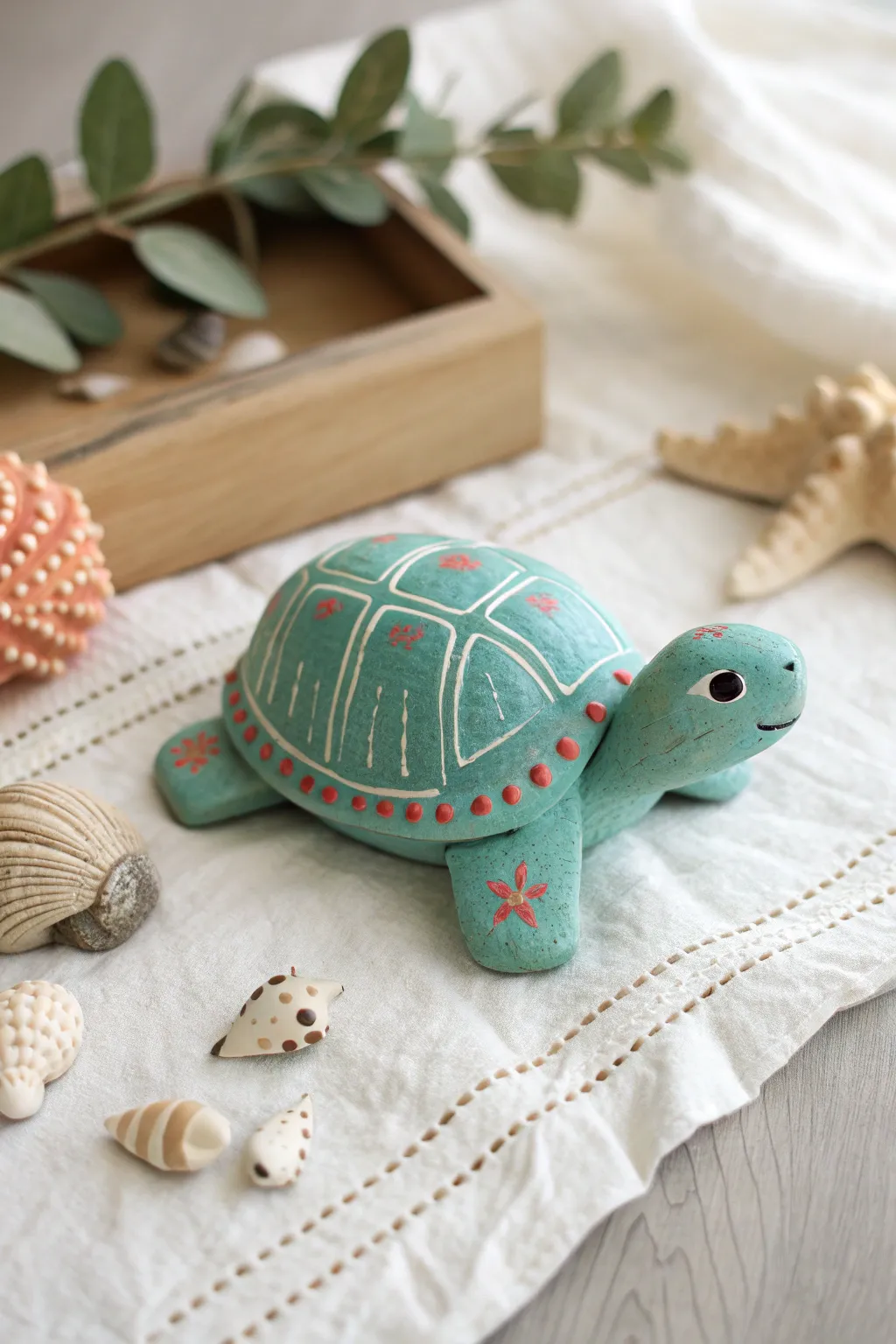 Pinch pot turtle critter with playful colors and simple details, perfect cool clay idea for kids