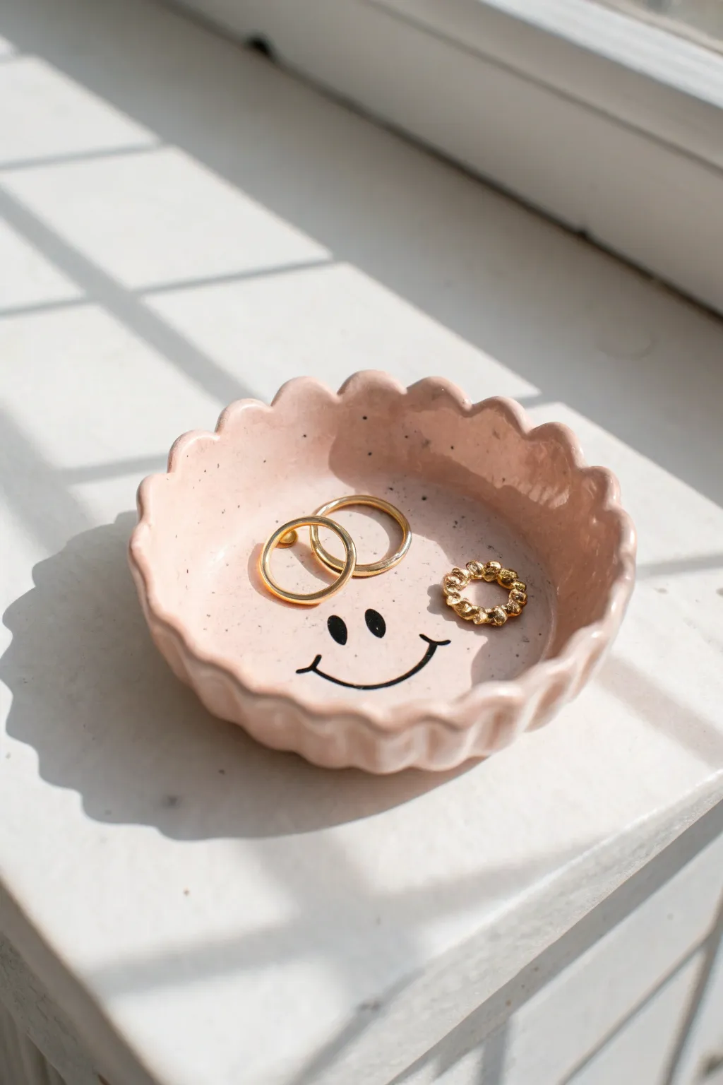 Mini pastel smiley trinket dish to keep rings and tiny earrings in one cute spot