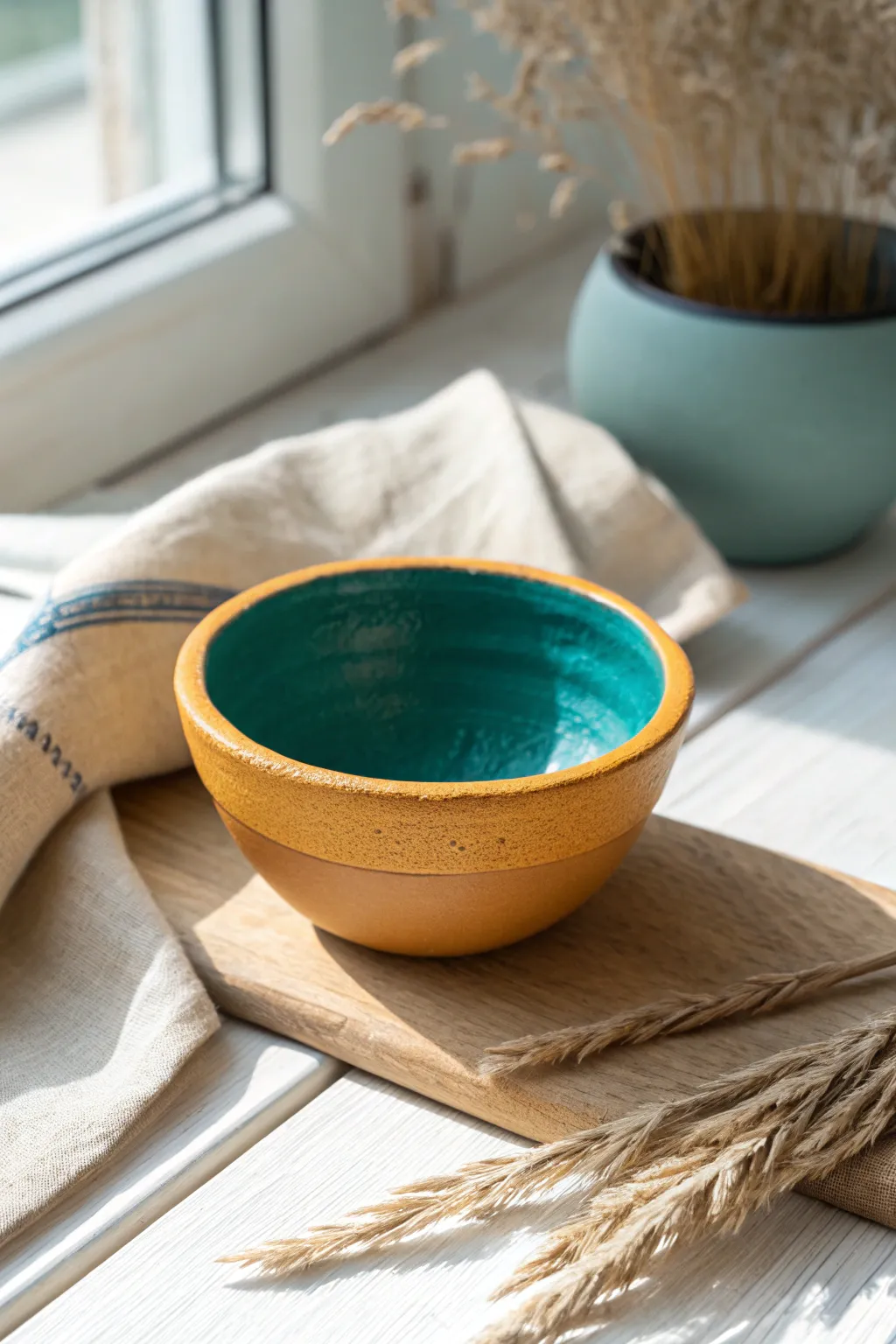 Bold matte base and a contrasting inner bowl make this diya painting idea instantly pop.