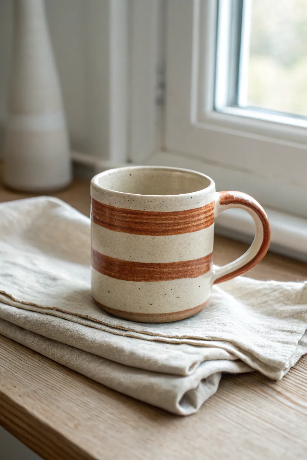 Crisp tape stripes make clay painting feel effortless—simple, modern, and beautifully handmade.
