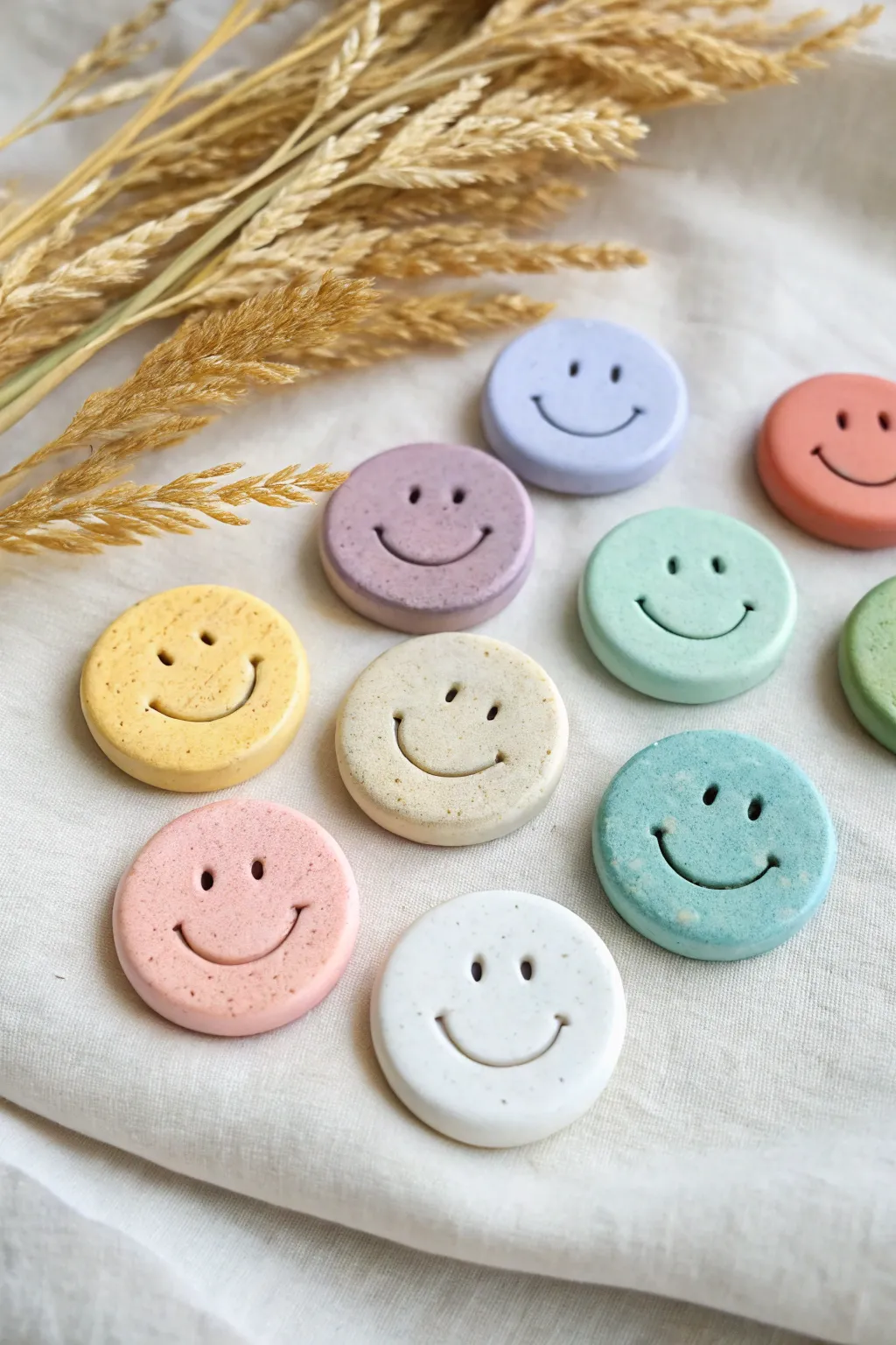 Sweet DIY smiley clay magnets in pastel pops, a cheerful kid friendly project with handmade charm