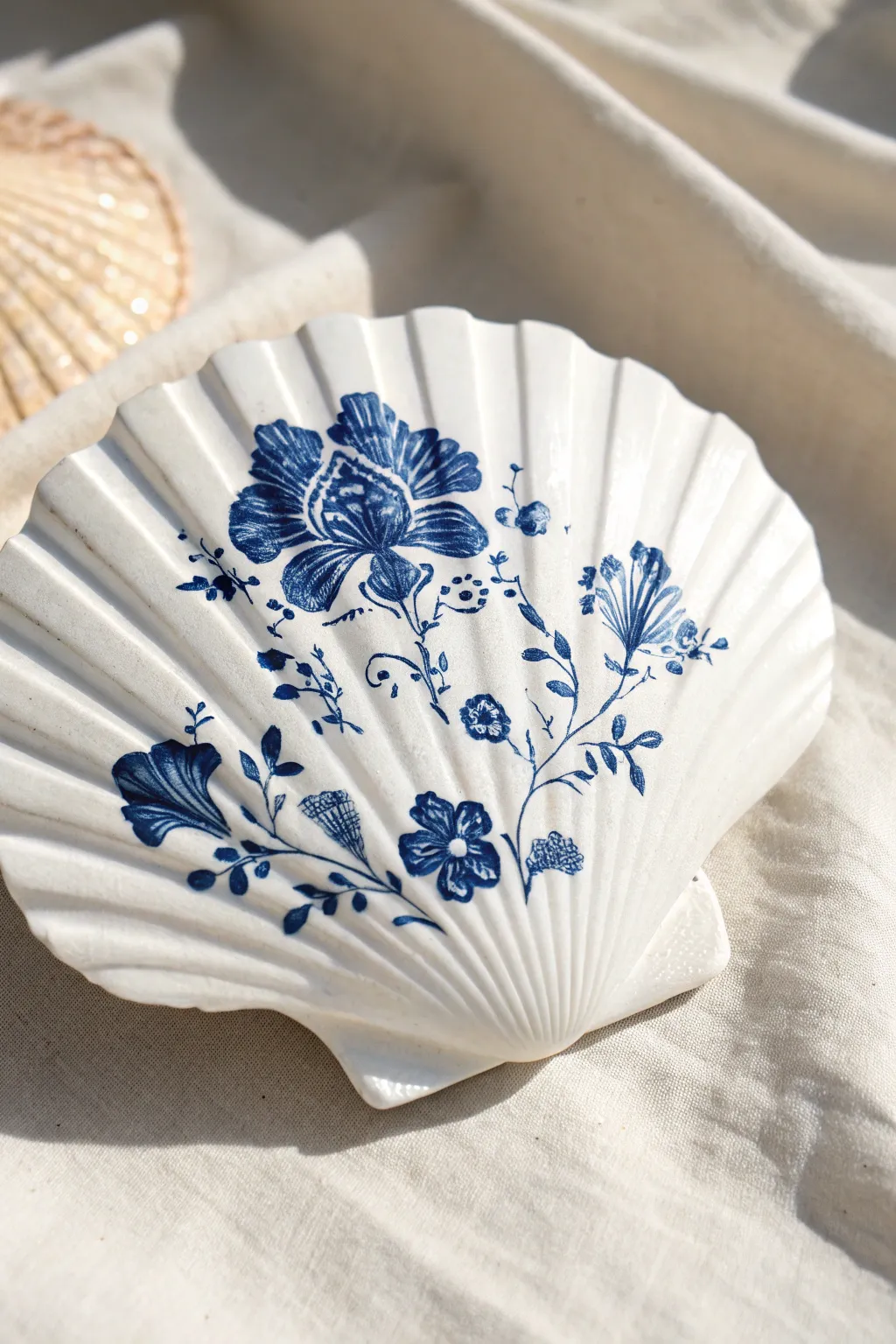 Transform plain shells into faux porcelain treasures with this classic blue pattern.