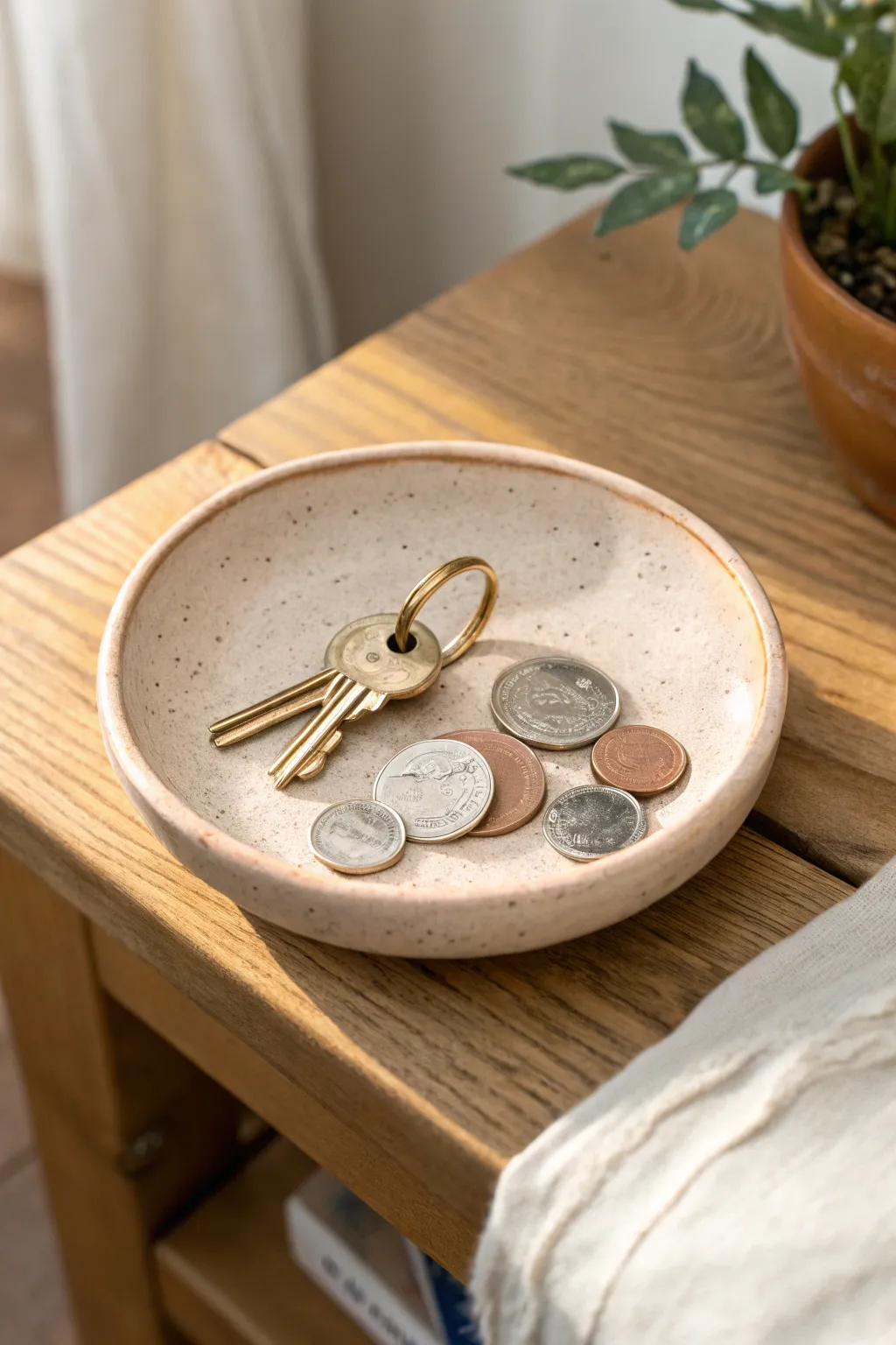 A simple handmade trinket dish that keeps keys and coins tidy with calm, natural style.