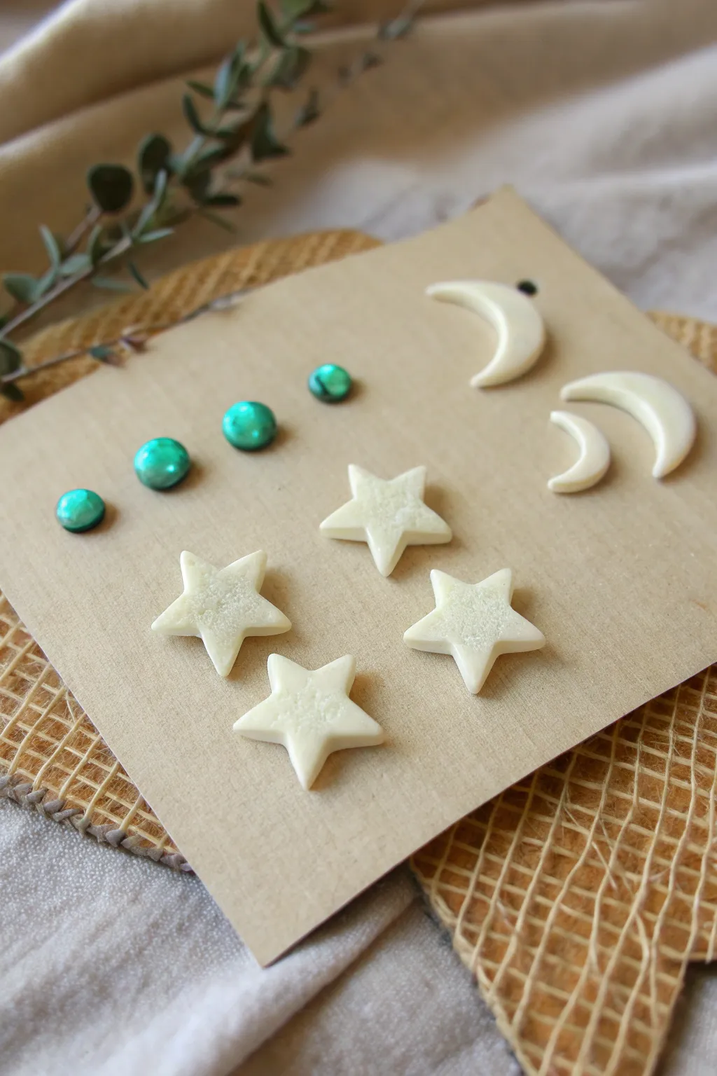 Tiny star and moon studs: soft by day, magical glow by night, minimalist boho charm.