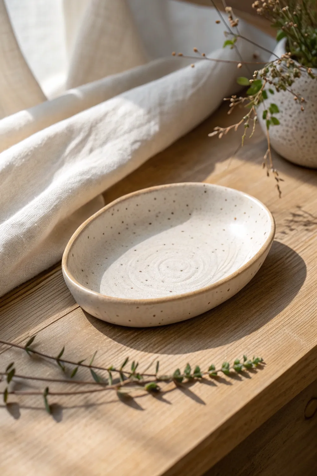 Beginner-friendly slab trinket dish with subtle texture, minimalist beauty for any bedside table.
