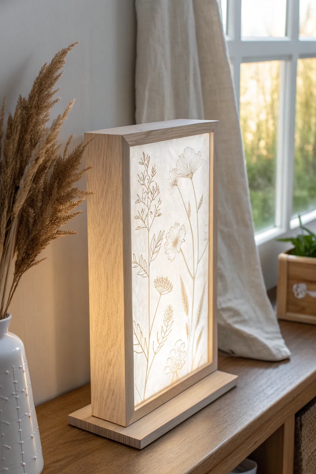 Slim LED light box lithophane with a soft, even glow and clean minimalist decor contrast