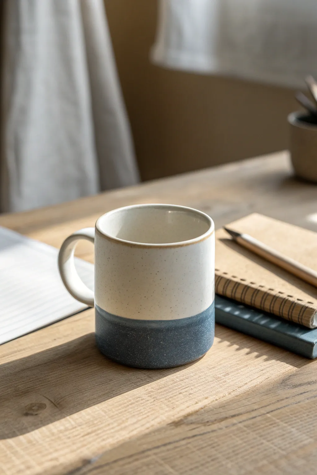 Crisp two tone band mug idea: bold, clean edge paint detail for a modern everyday desk vibe