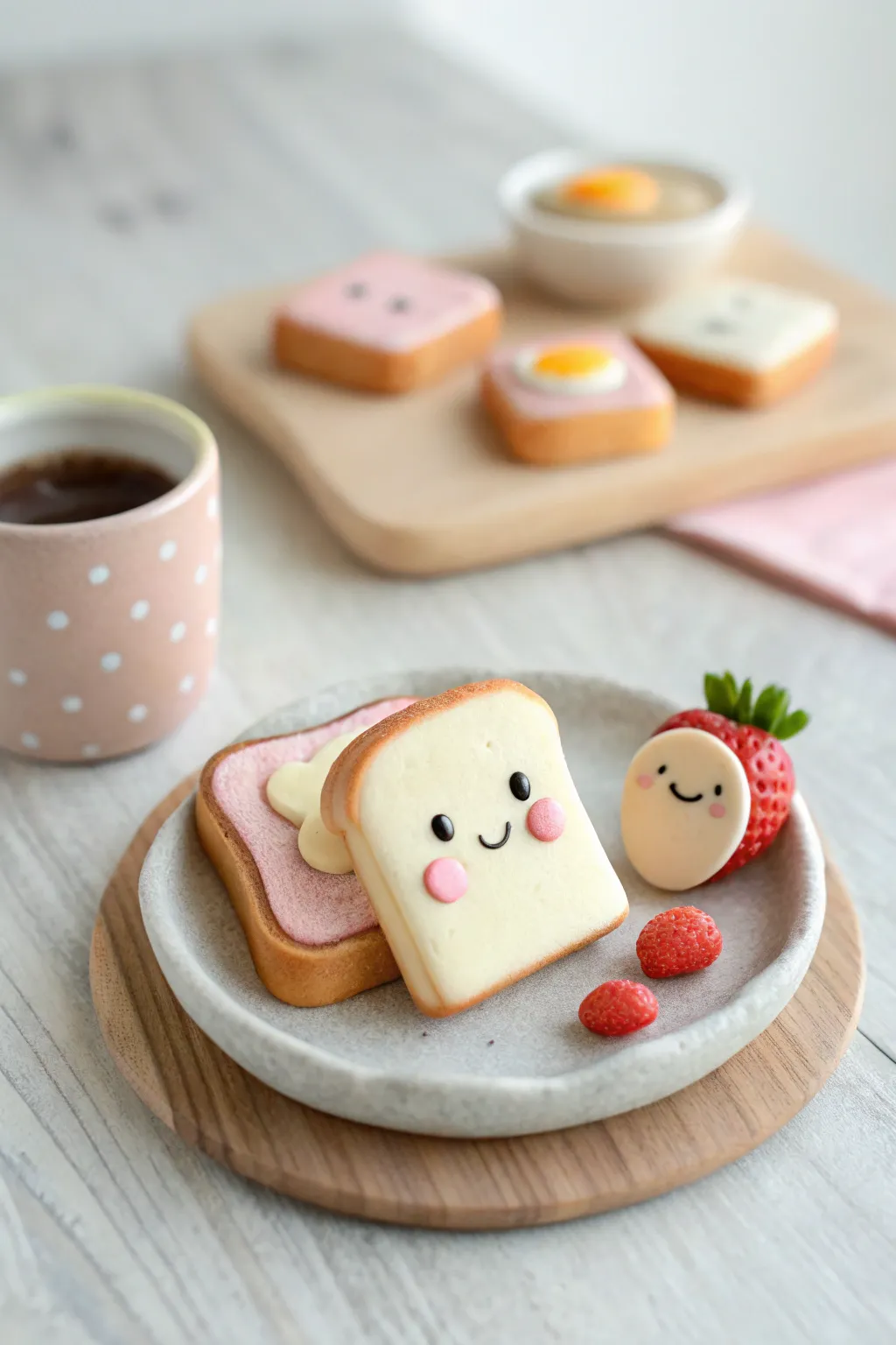 Smiling kawaii polymer clay minis in a calm minimalist style, perfect for cute sculpting ideas