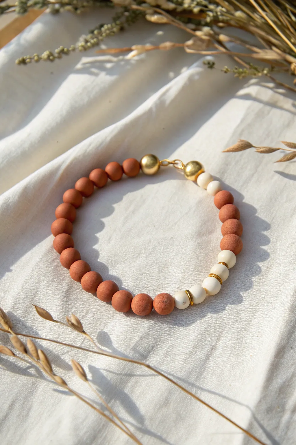 Two-tone clay bead color-block bracelet, minimalist and boho, easy DIY style inspiration
