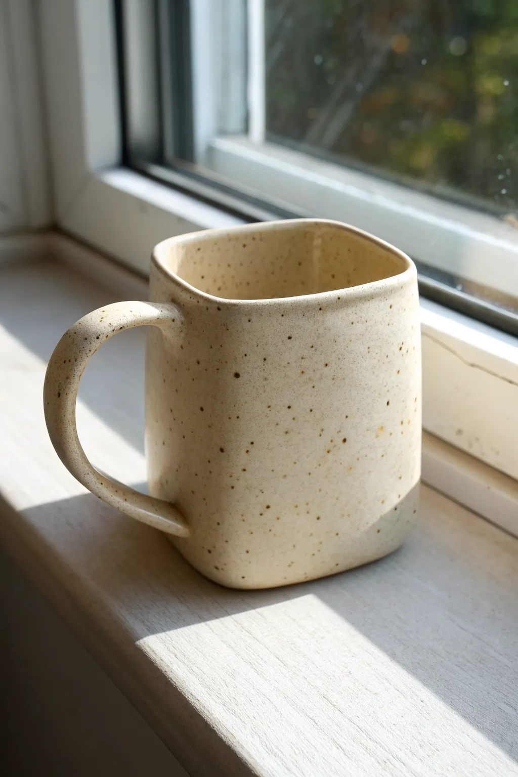 Soft-square slab mug with clean modern lines and a cozy handmade feel for everyday coffee