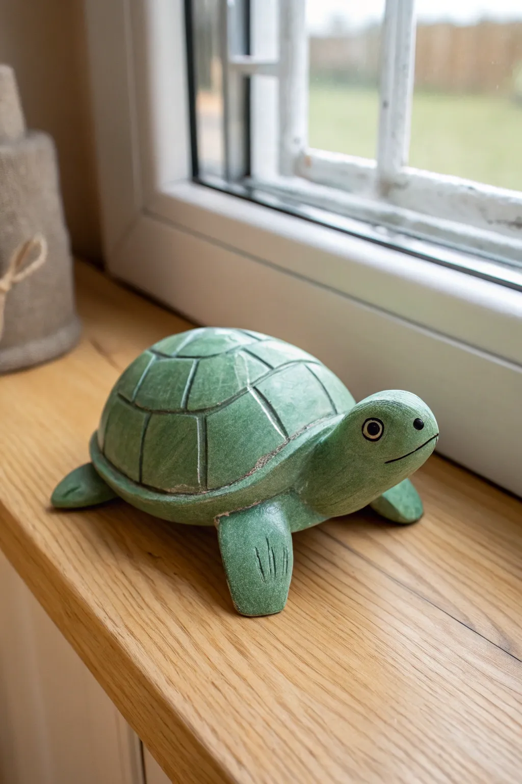 Easy two-tone air-dry clay turtle with toothpick shell lines, matte finish and soft contrast