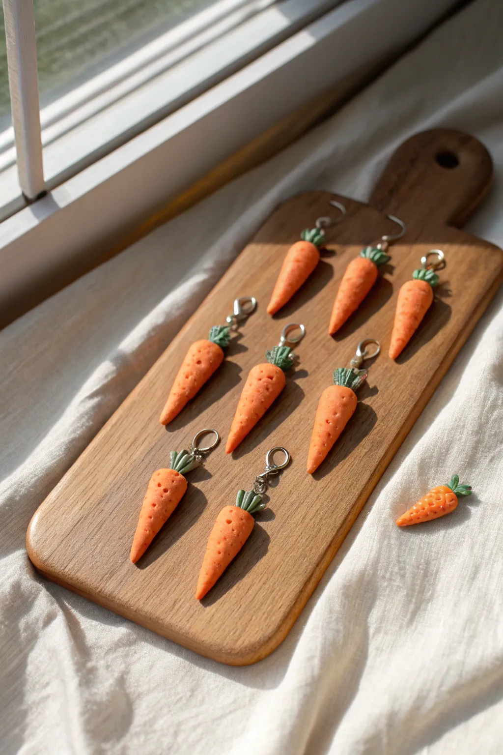 Sweet air dry clay carrot wall charms in a clean, boho-minimal Easter palette