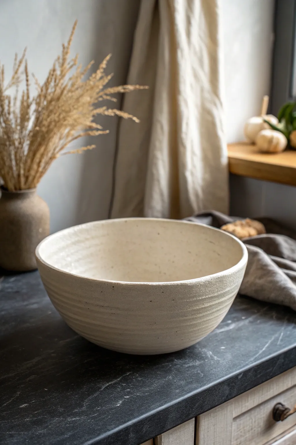 Beginner-friendly air-dry clay bowl with smooth, symmetrical curves and a soft Scandinavian vibe.