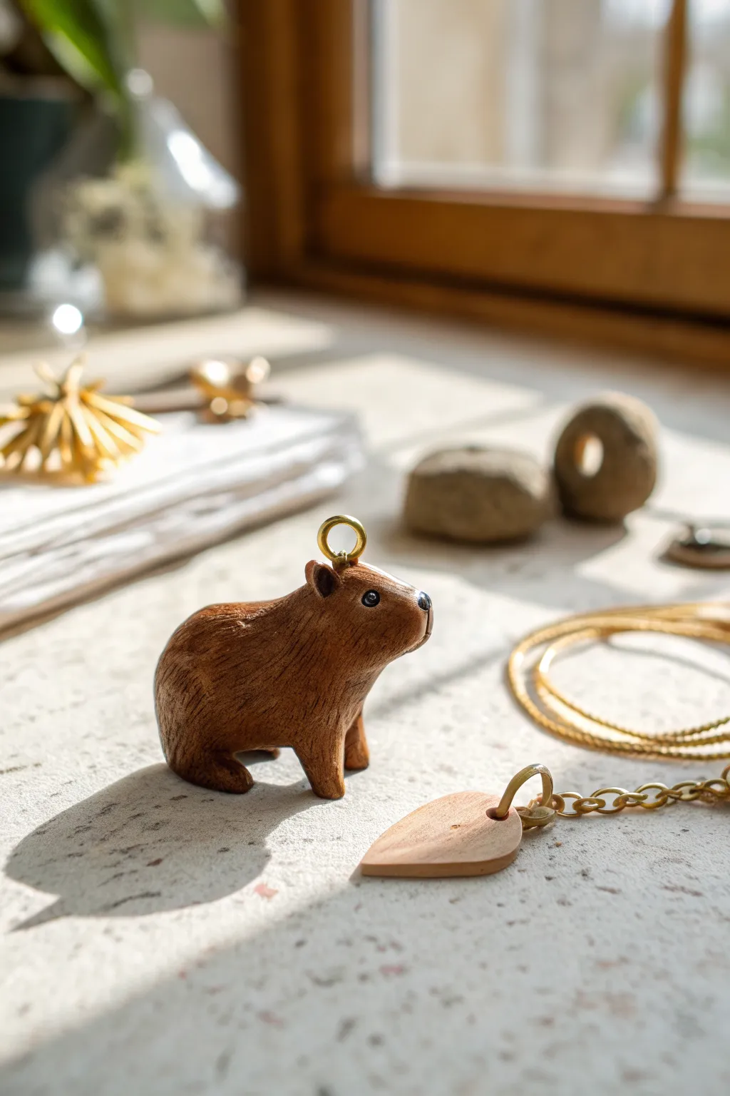 Sweet capybara charm in minimalist style, perfect for DIY bracelets and necklaces