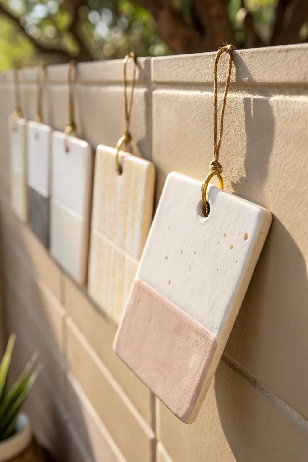 Simple hanging test tile with one clean hole, perfect for comparing glaze colors side by side.