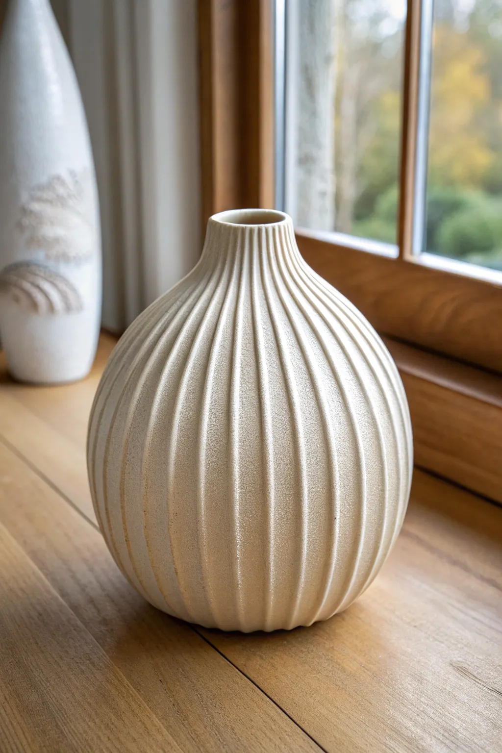 Soft fluting and satin glaze create calm, sculptural texture with beautiful light and shadow.