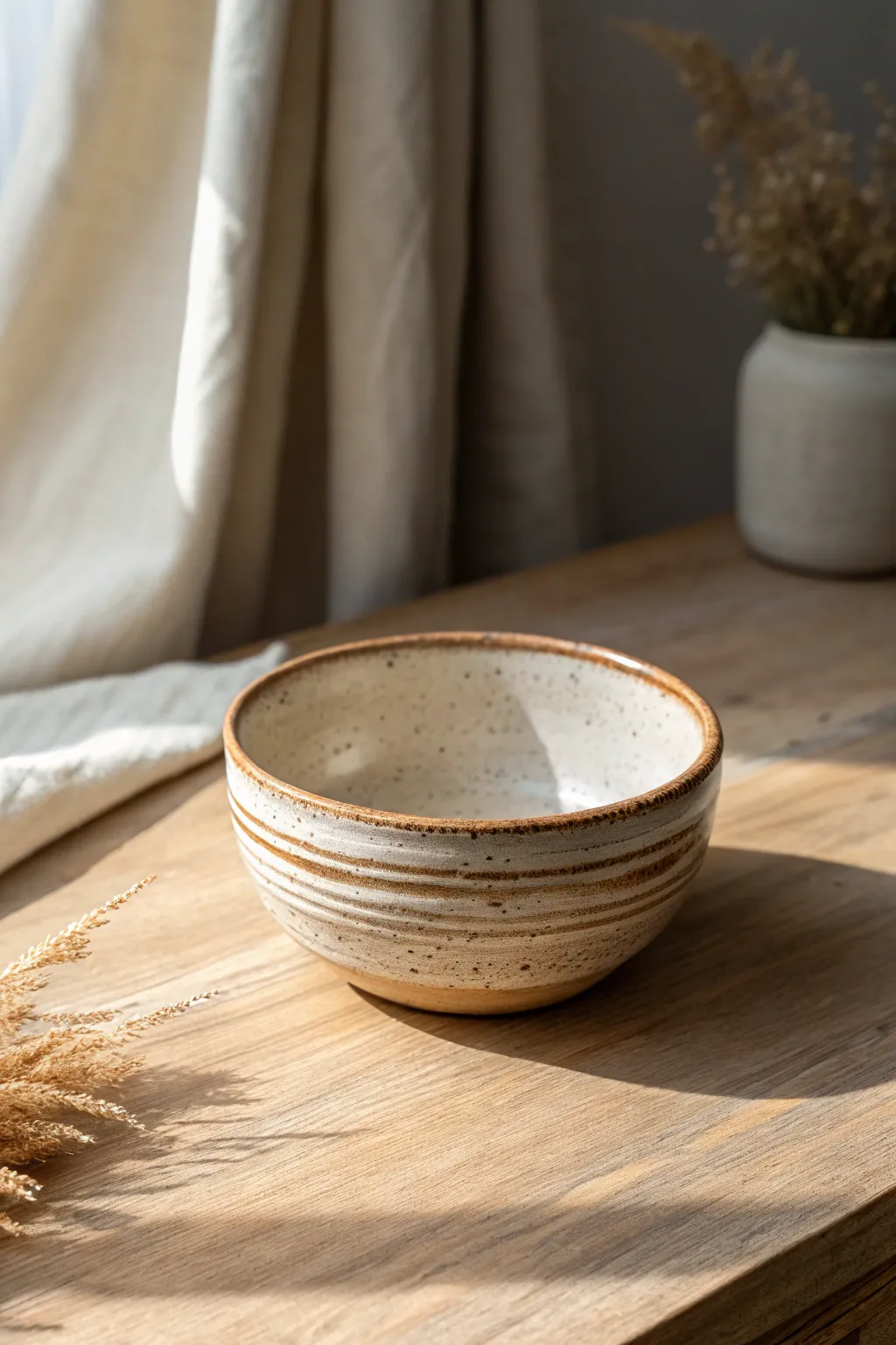 Chunky coil bowl with a simple pressed texture band, rustic and softly minimalist.