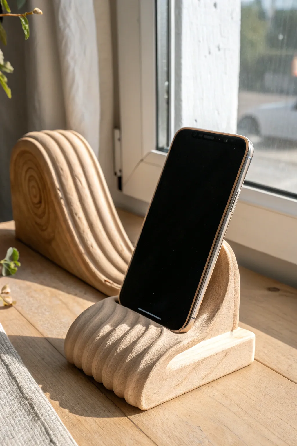 Chunky wave clay phone stand, bold and minimal, a perfect DIY gift idea for men.
