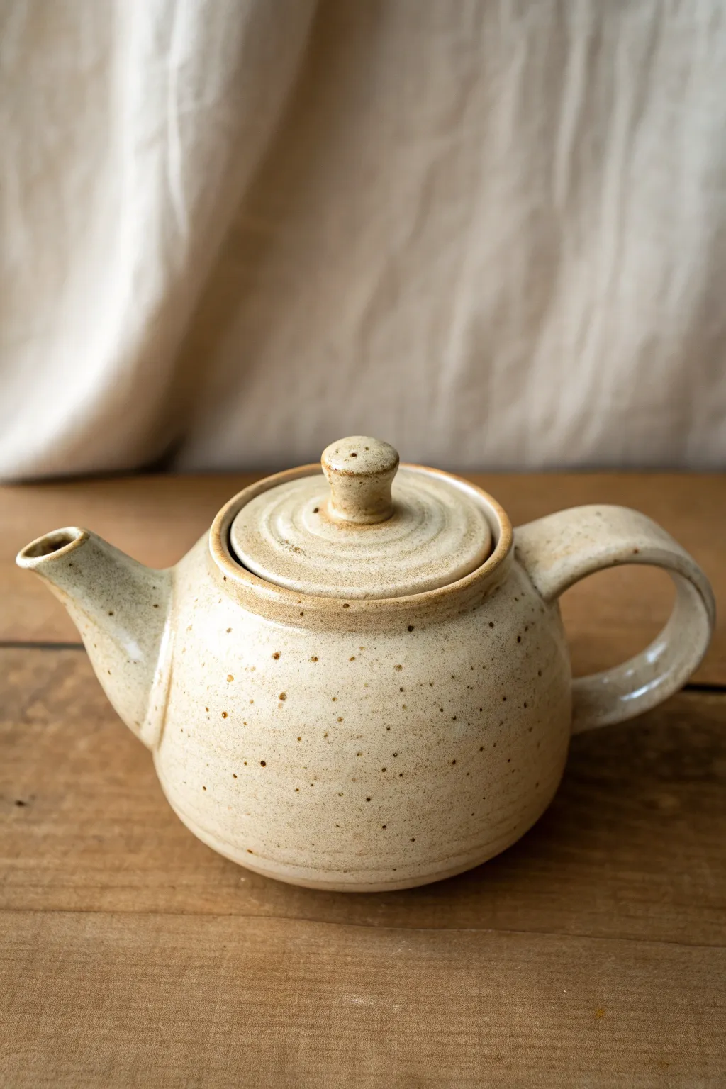 Handmade pinch-pot teapot with cozy curves, minimalist and warmly imperfect for your shelf.